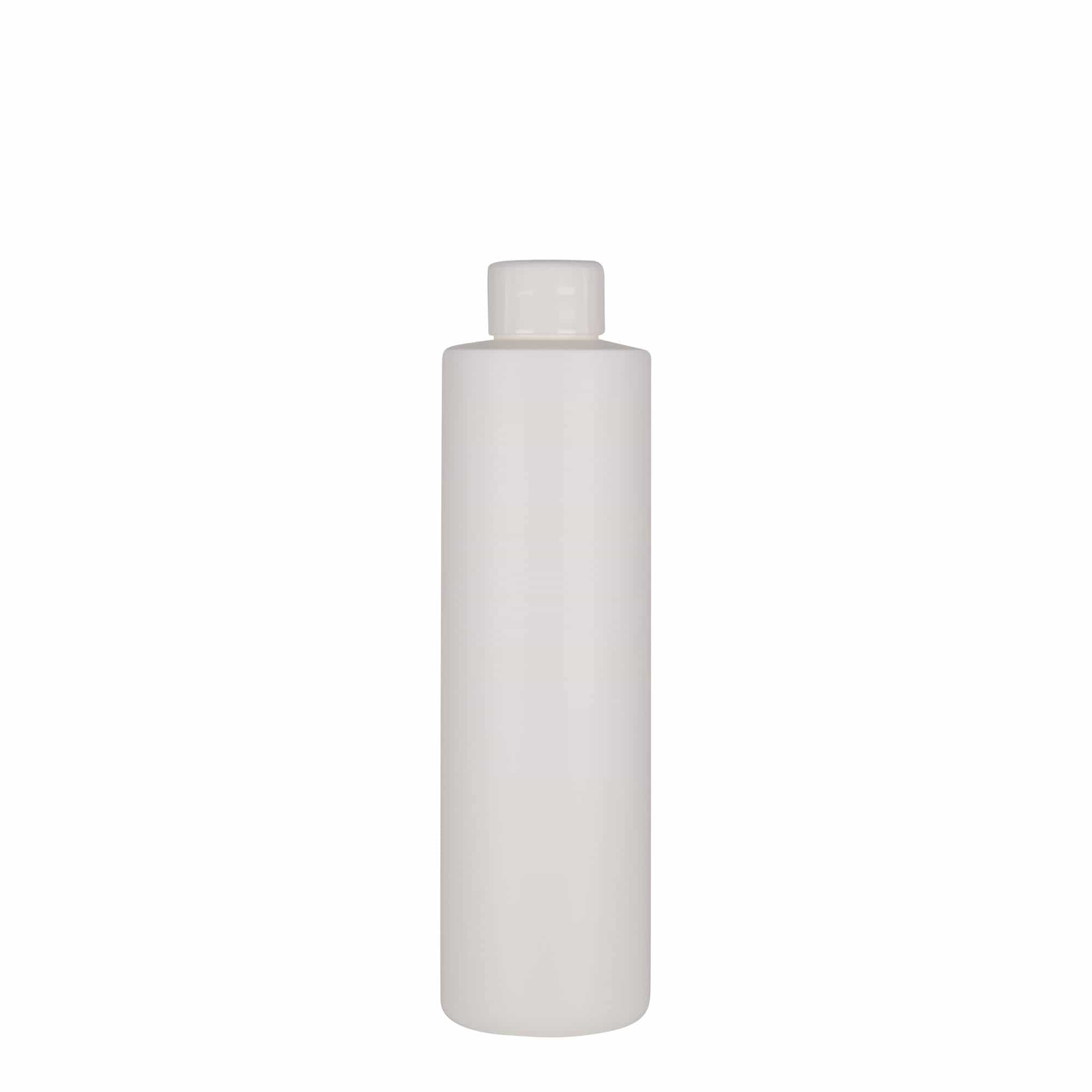 250 ml plastik şişe 'Pipe', Yeşil HDPE, beyaz, ağız: 24/410