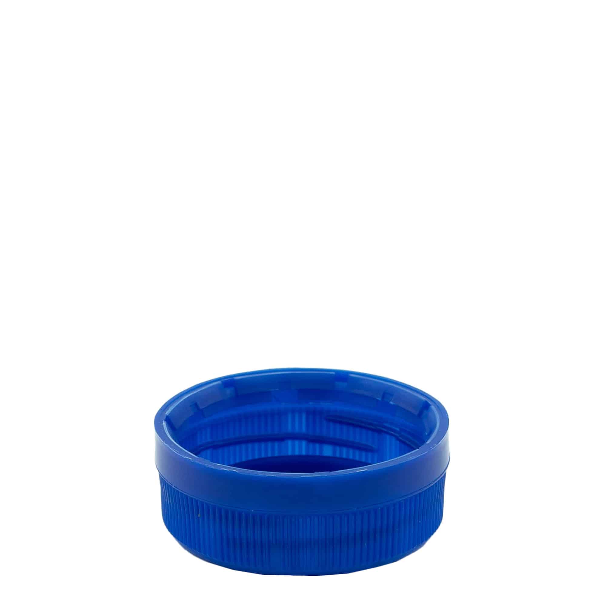Vidalı kapak çift dişli, PE plastik, mavi, ağız için: PET 38 mm