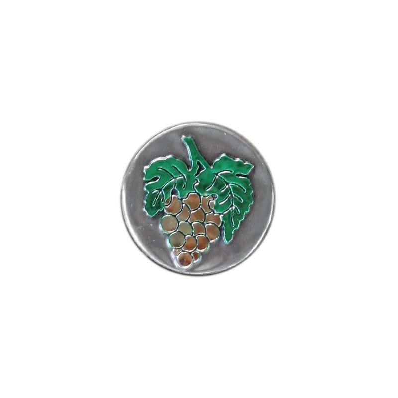 Teneke etiket 'Üzüm', yuvarlak, metal, gümüş Teneke etiket 'Üzüm', yuvarlak, metal, gümüş
