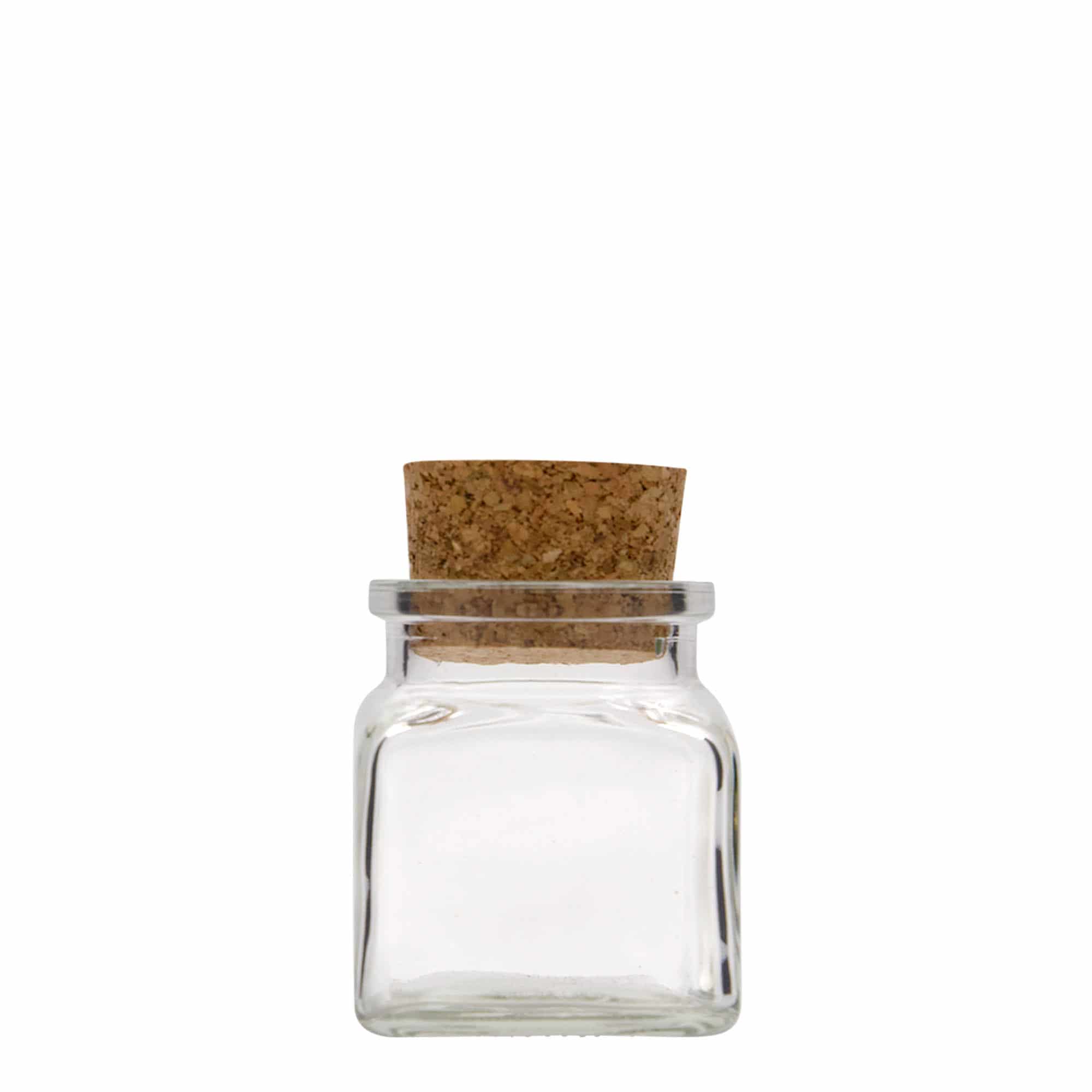 120 ml mantar kapaklı cam, kare, ağız: mantar