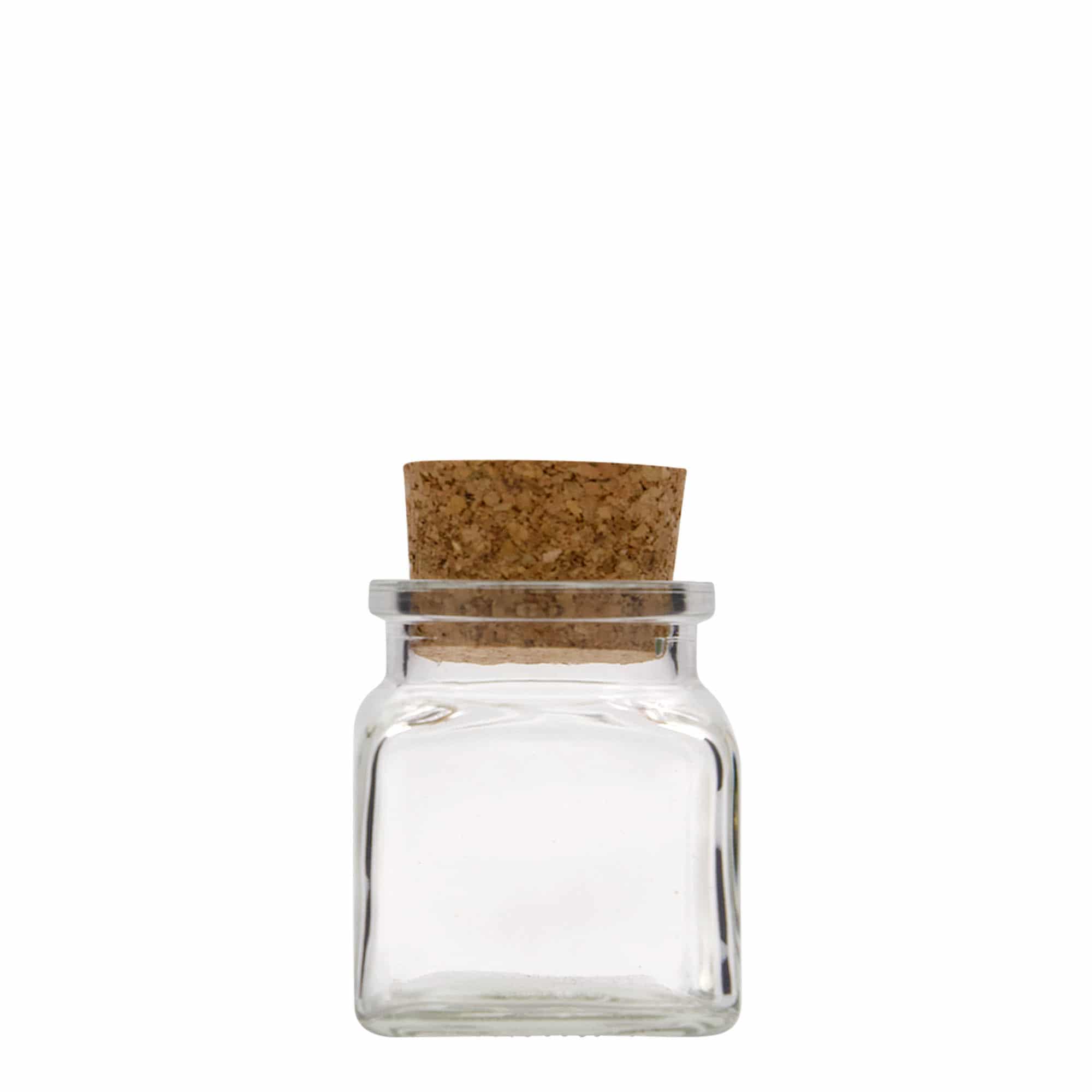 120 ml mantar kapaklı cam, kare, ağız: mantar