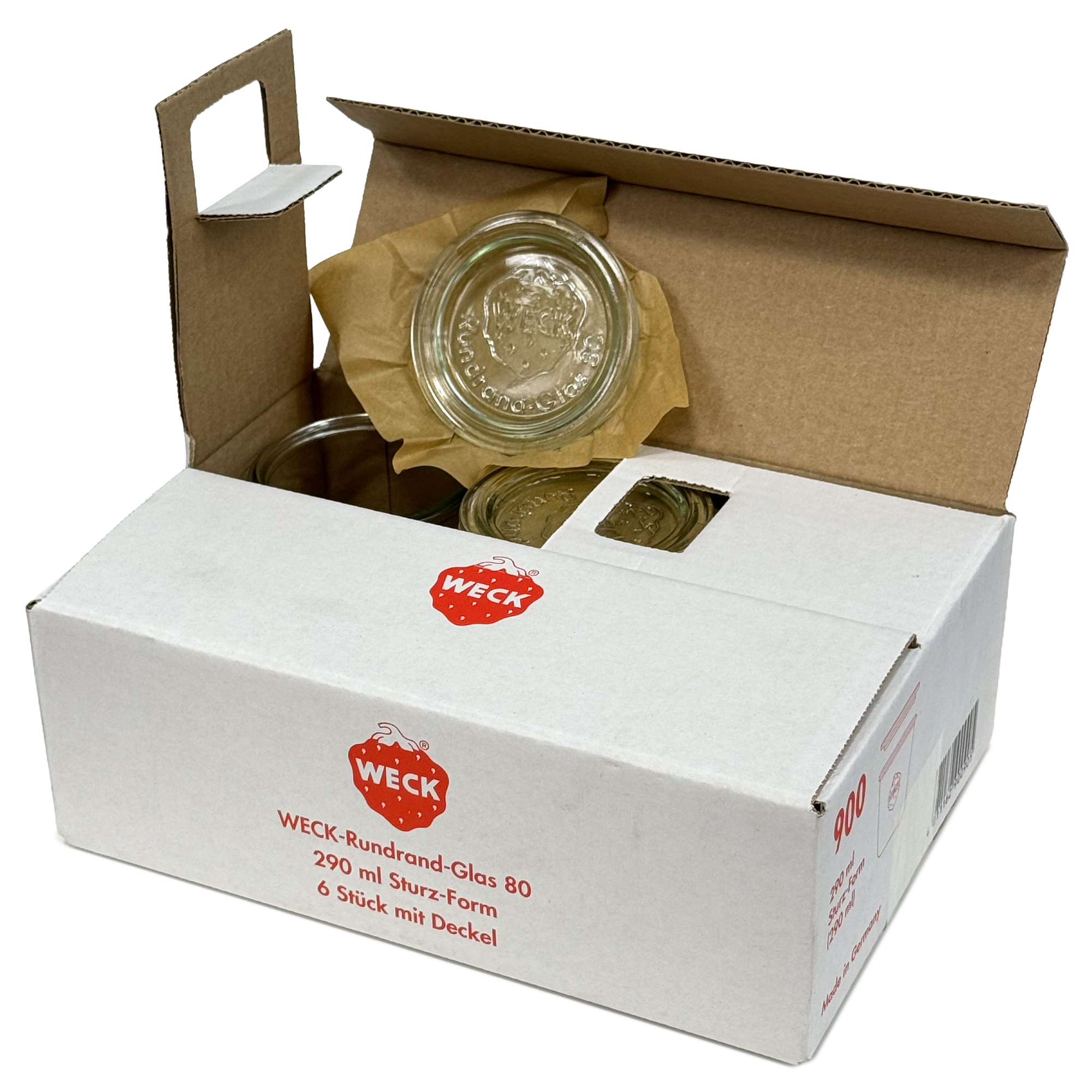 6x 290 ml yüksek WECK kavanoz cam kapaklı RR 80