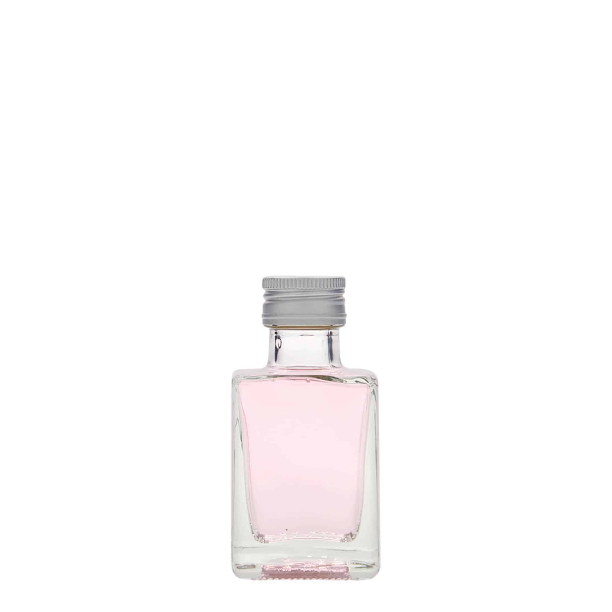 50 ml cam şişe 'Cube', kare, ağız: PP 24