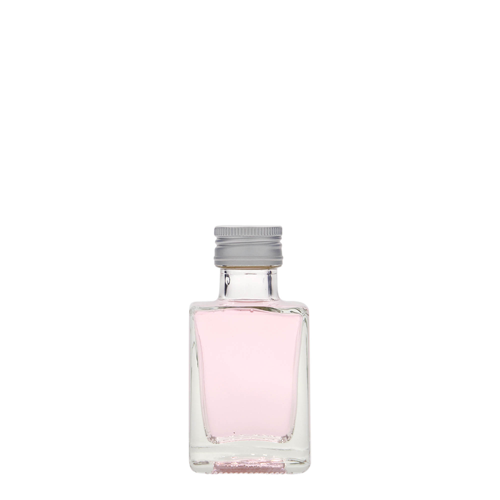 50 ml cam şişe 'Cube', kare, ağız: PP 24