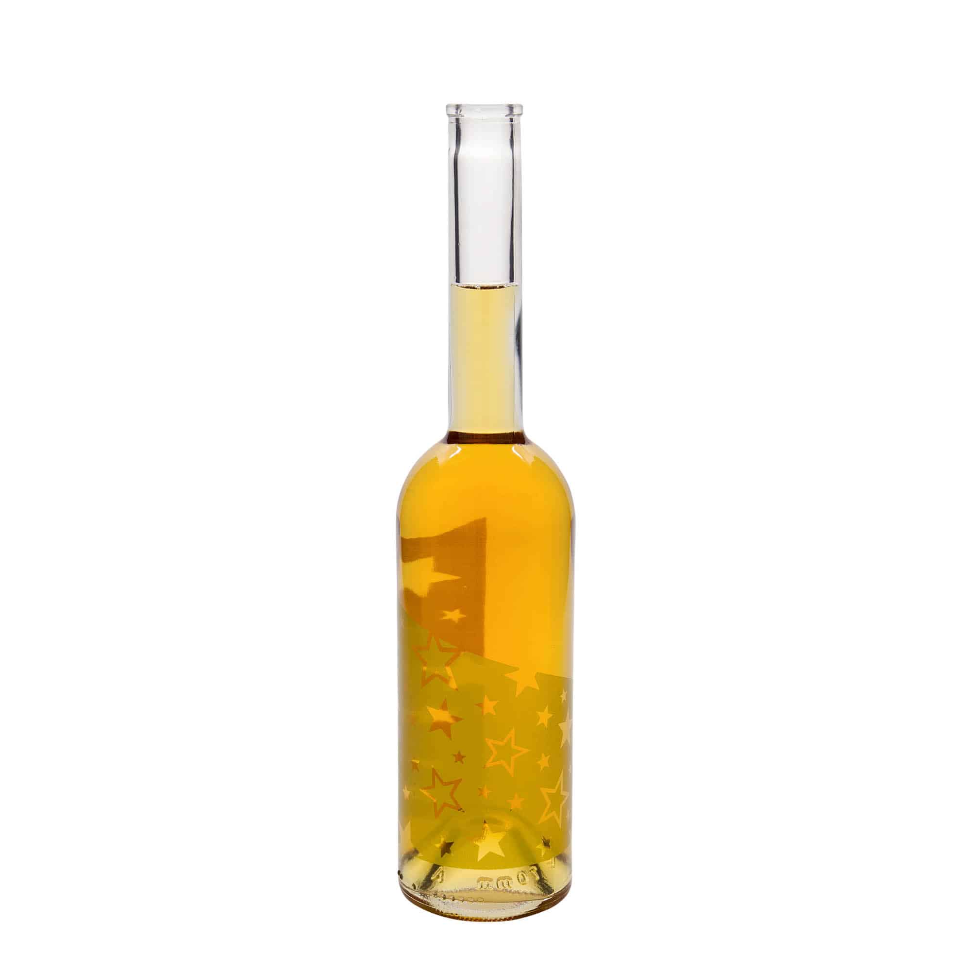 500 ml Cam şişe 'Opera', Motif: Altın Yıldızlar, Ağız: Mantar