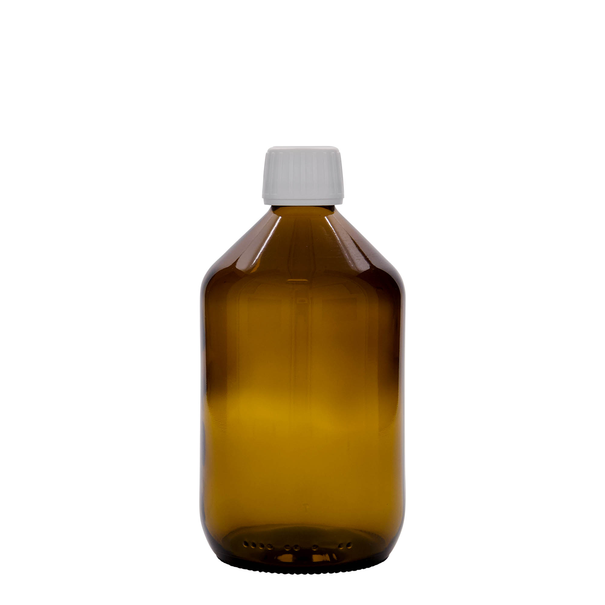 500 ml tıbbi şişe, kahverengi, cam, ağız: PP 28
