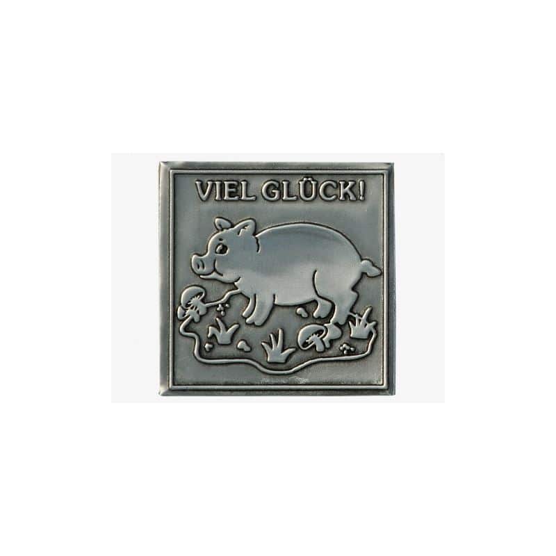 Kurşun etiketi 'Bol Şans', kare, metal, gümüş