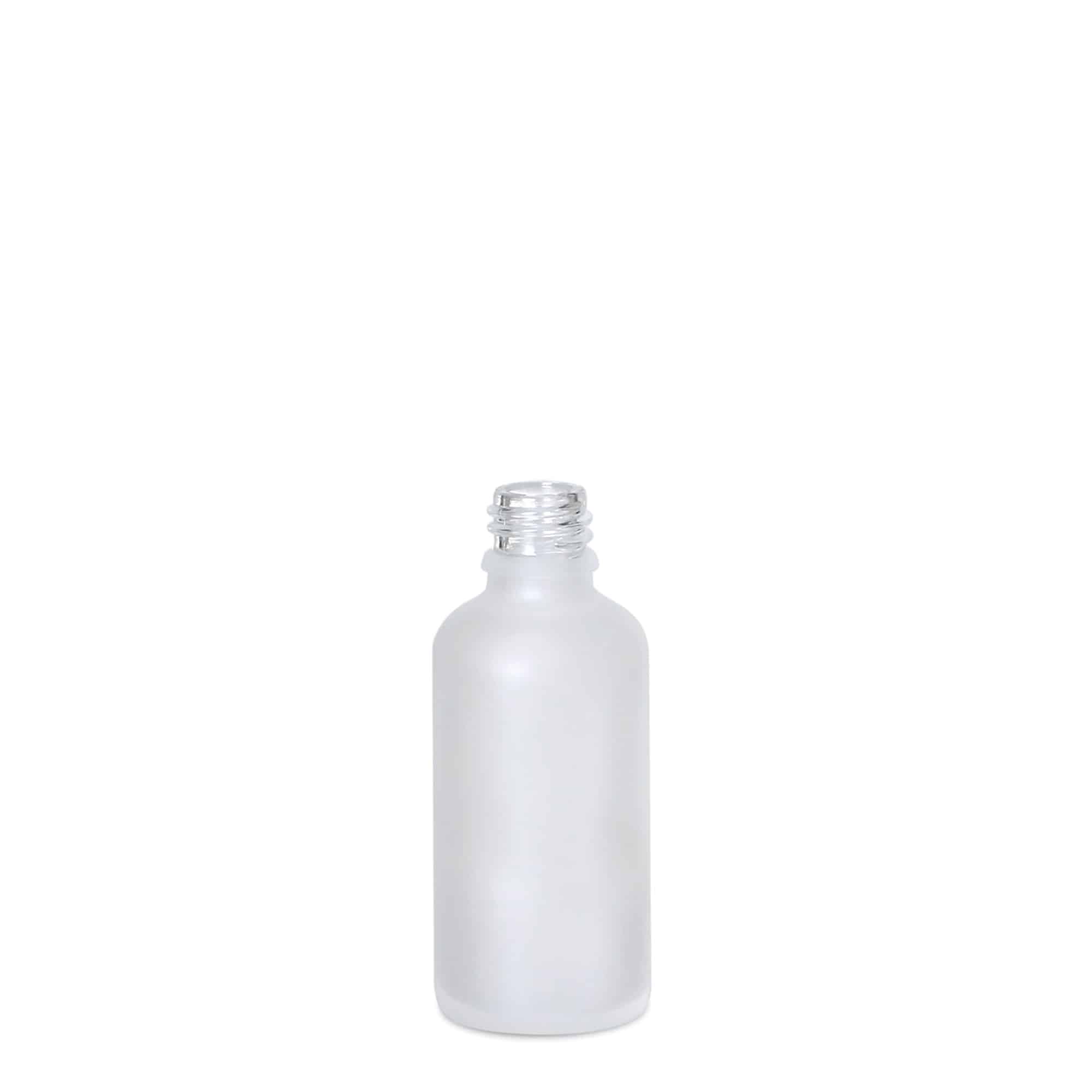 50 ml tıbbi şişe, cam, buzlu, ağız: DIN 18 50 ml tıbbi şişe, cam, buzlu, ağız: DIN 18