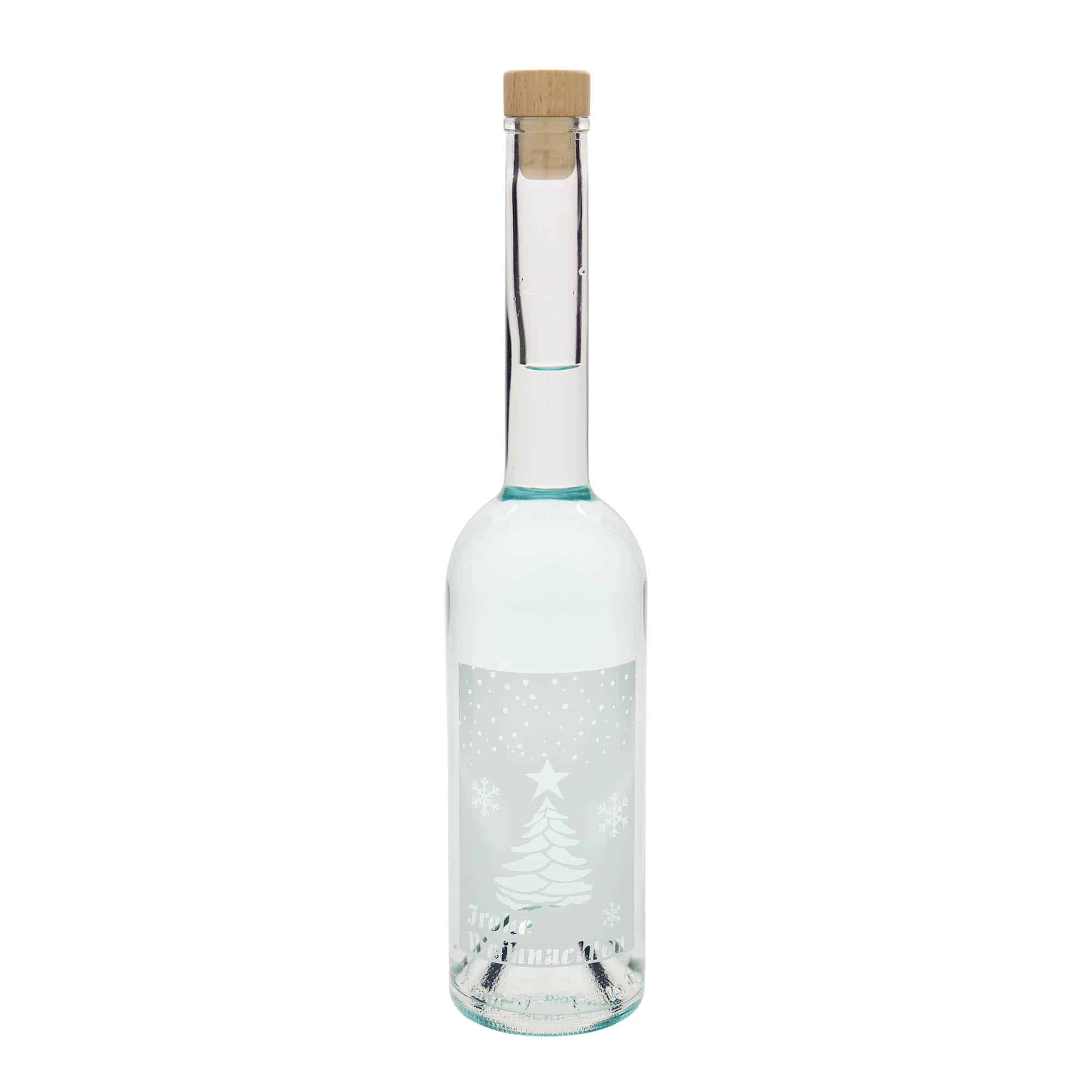 500 ml Cam şişe 'Opera', Motif: Beyaz Noel, Ağız: Mantar