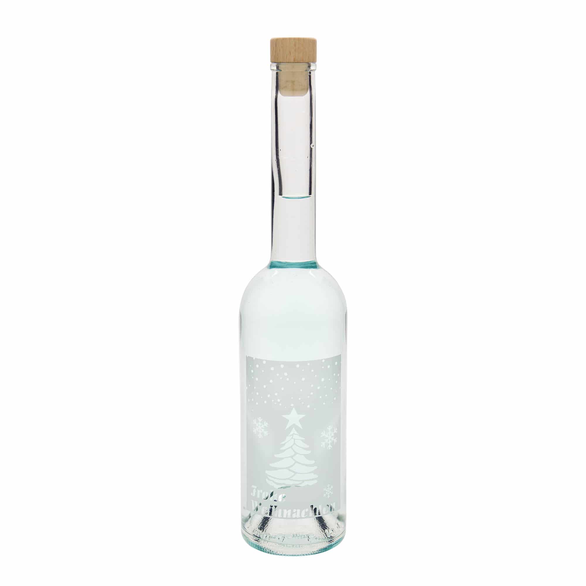 500 ml Cam şişe 'Opera', Motif: Beyaz Noel, Ağız: Mantar