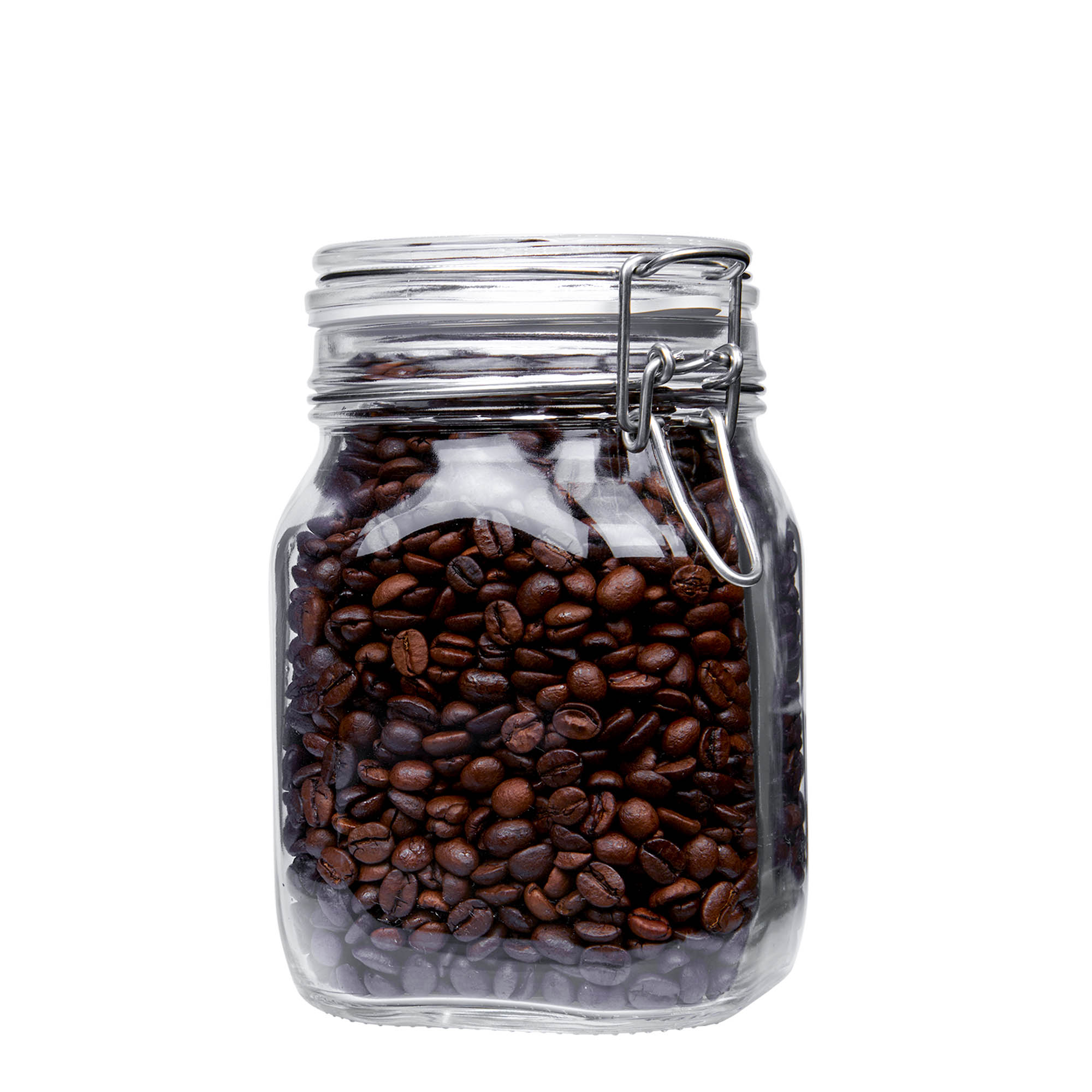 1.000 ml Tel mandallı kavanoz 'Fido', kare, ağız: tel mandallı kapak