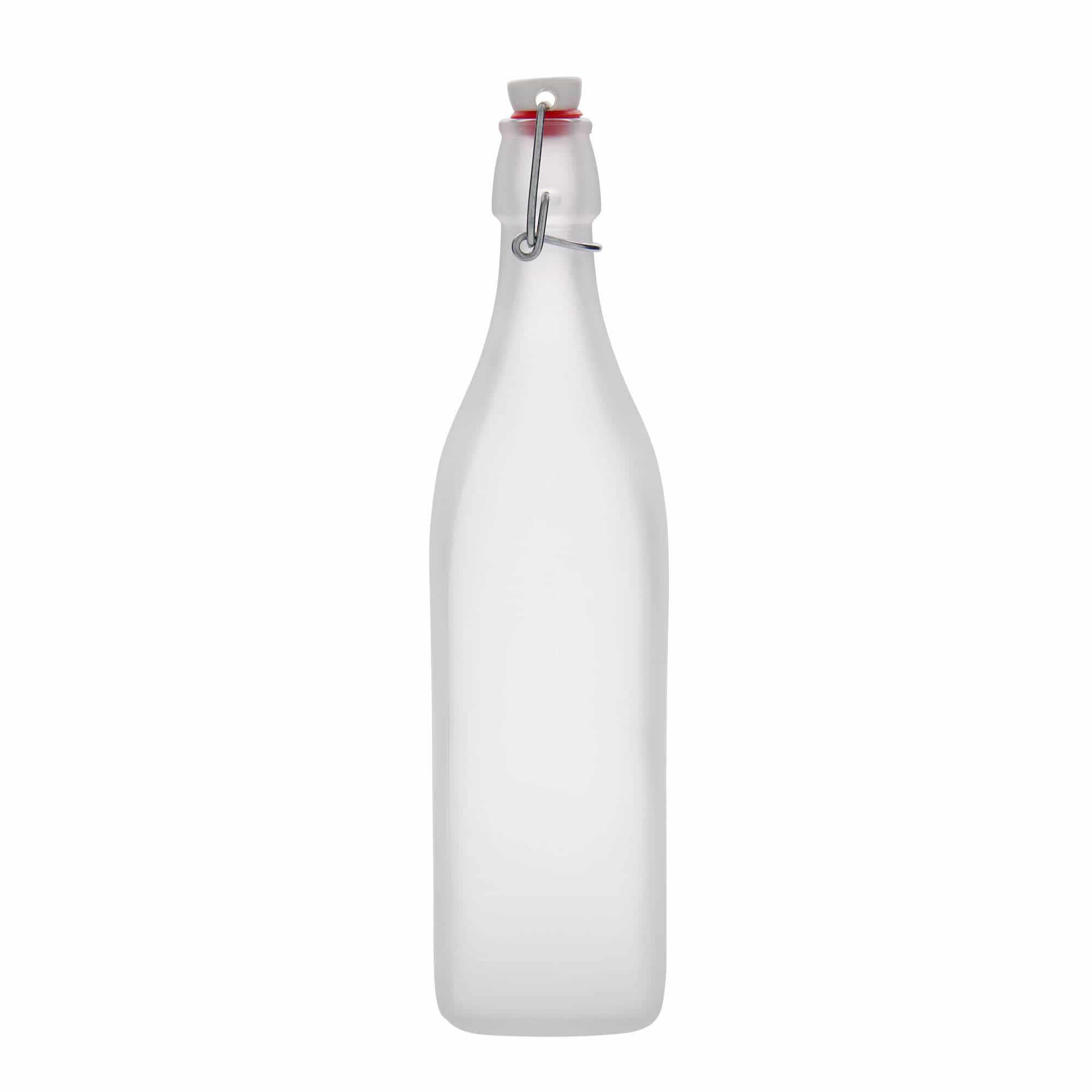 1.000 ml cam şişe 'Swing, kare, buzlu, ağız: mandallı kapak' 1.000 ml cam şişe 'Swing, kare, buzlu, ağız: mandallı kapak'