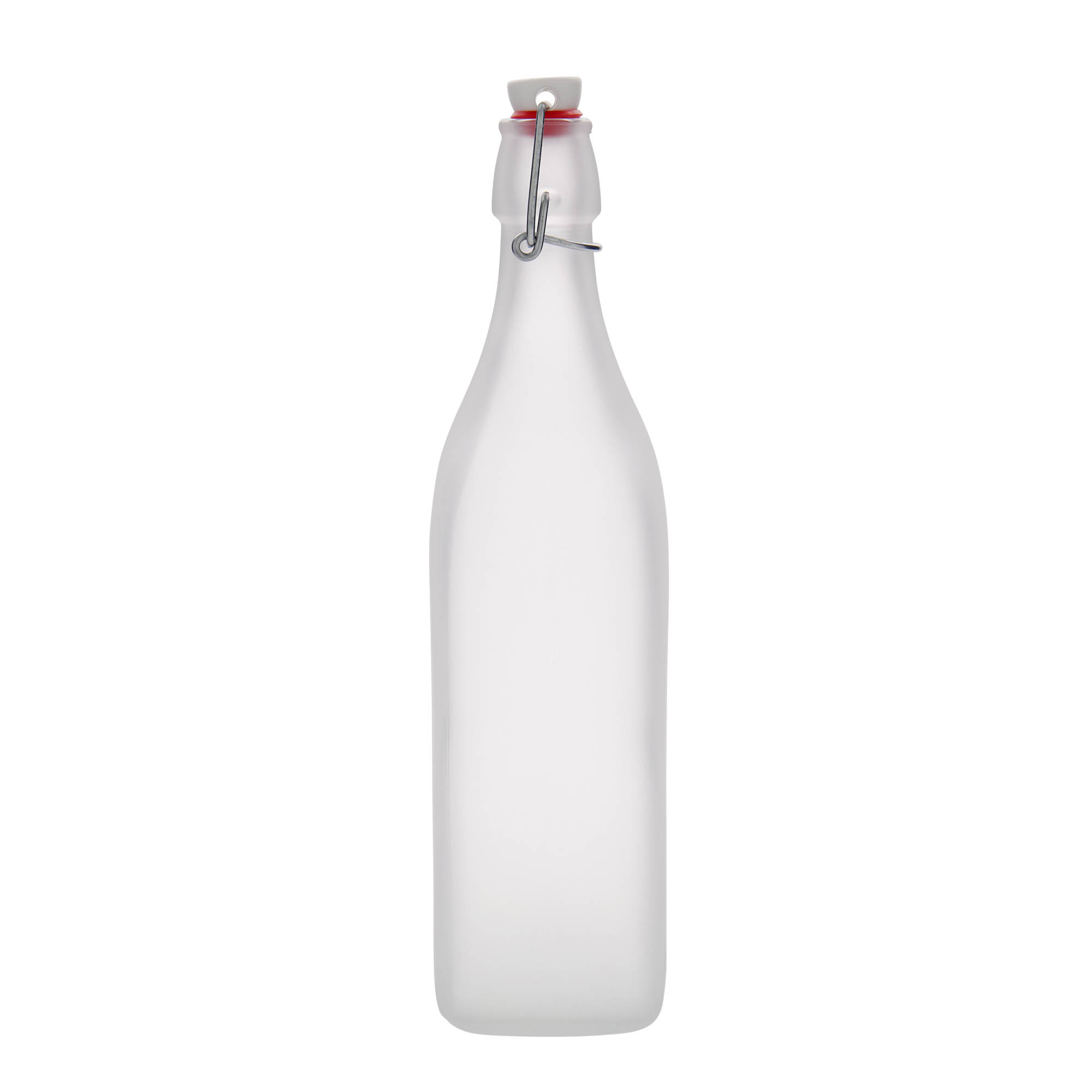 1.000 ml cam şişe 'Swing, kare, buzlu, ağız: mandallı kapak' 1.000 ml cam şişe 'Swing, kare, buzlu, ağız: mandallı kapak'