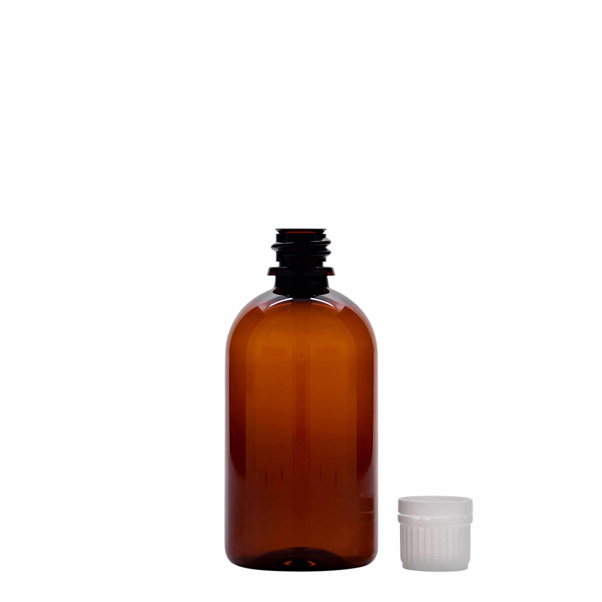 100 ml PET-Tıbbi Şişe 'Easy Living', kahverengi, plastik, ağız: DIN 18