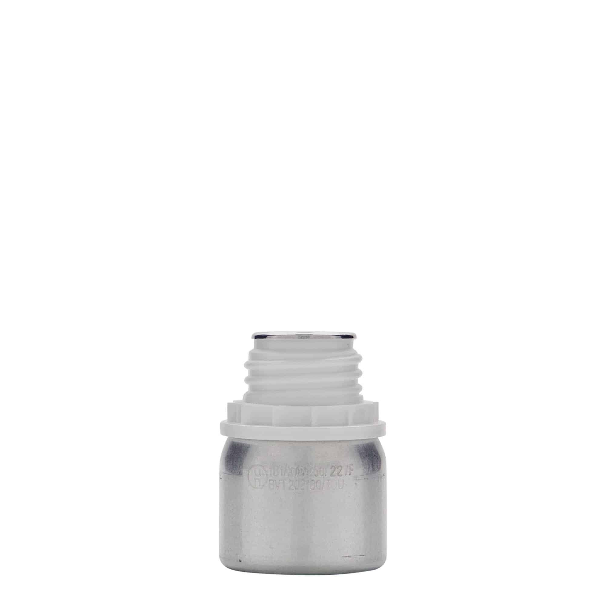50 ml Alüminyum şişe, metal, gümüş, ağız: DIN 32