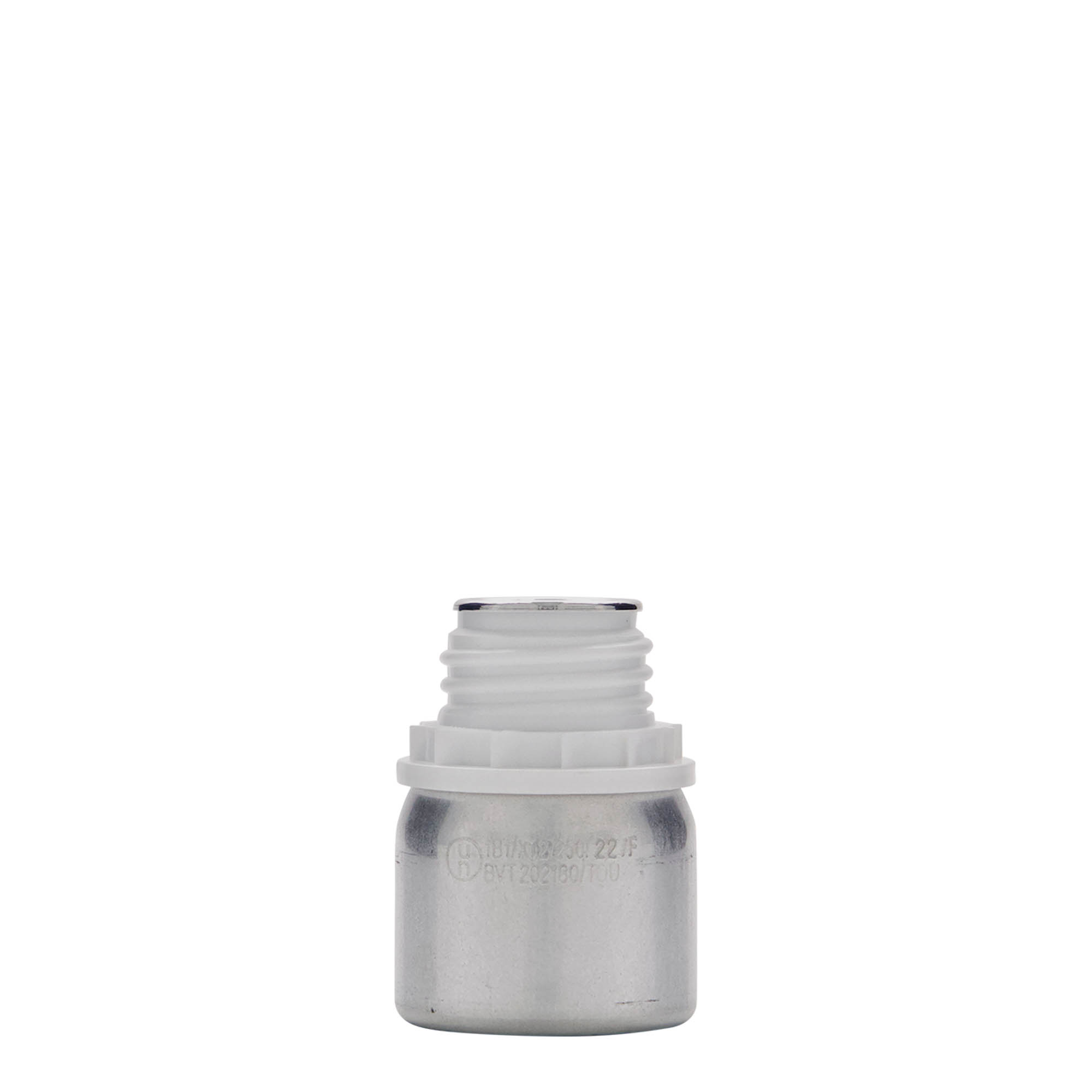 50 ml Alüminyum şişe, metal, gümüş, ağız: DIN 32