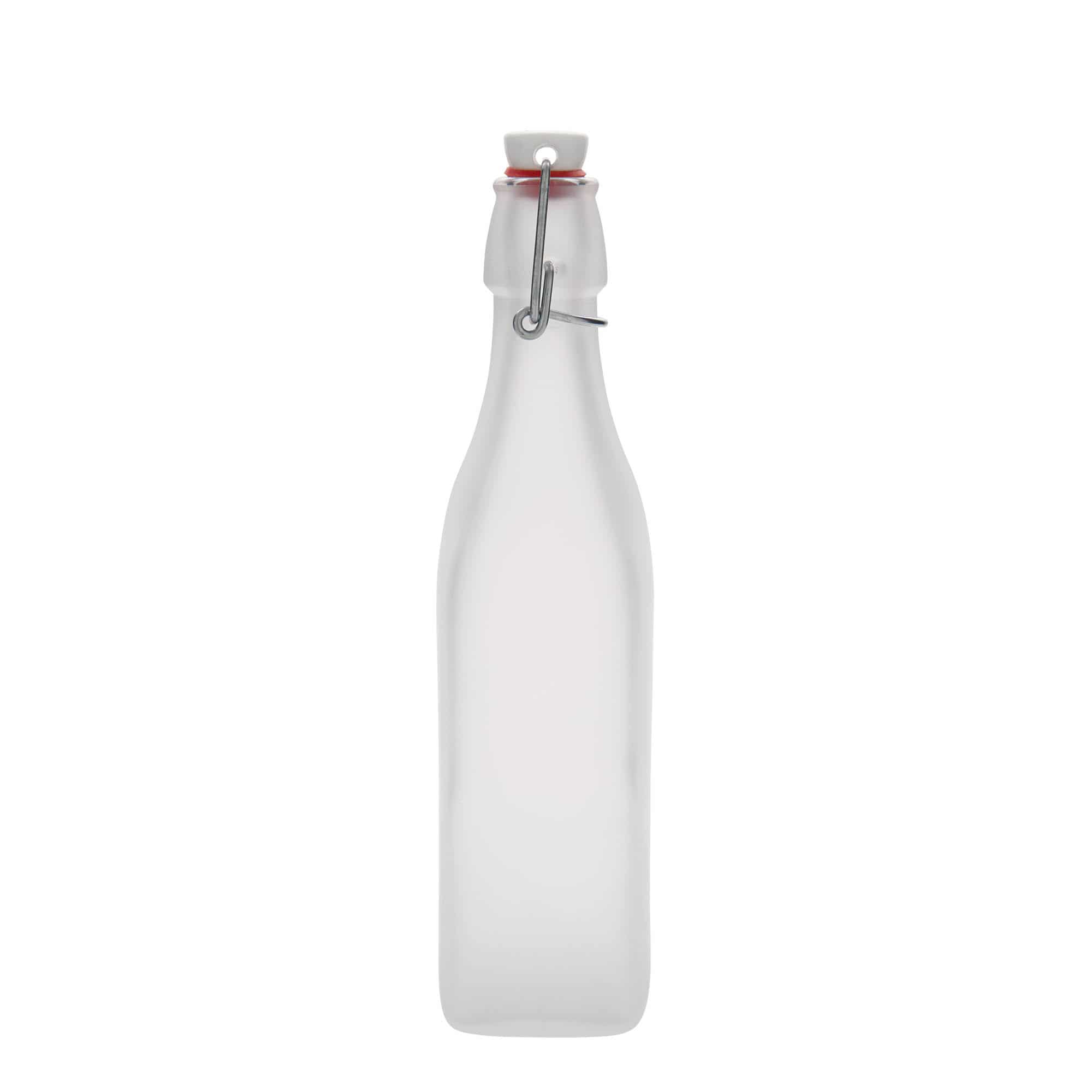 500 ml Cam Şişe 'Swing, kare, beyaz, Ağız: Mandallı kapak