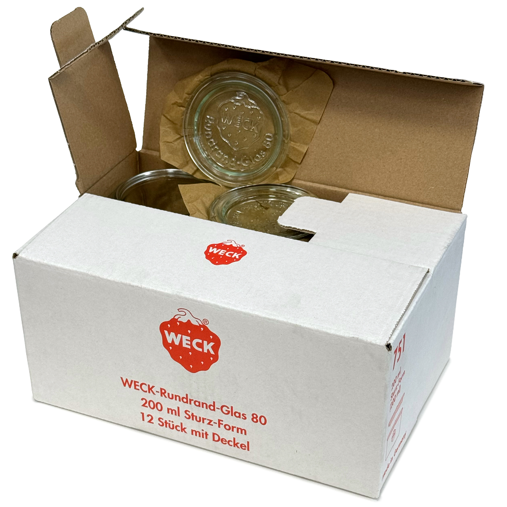 12x 200 ml WECK kavanoz cam kapaklı RR 80