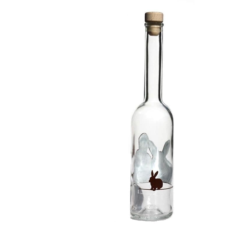 500 ml Cam Şişe 'Opera', Motif: Tavşan, Ağız: Mantar
