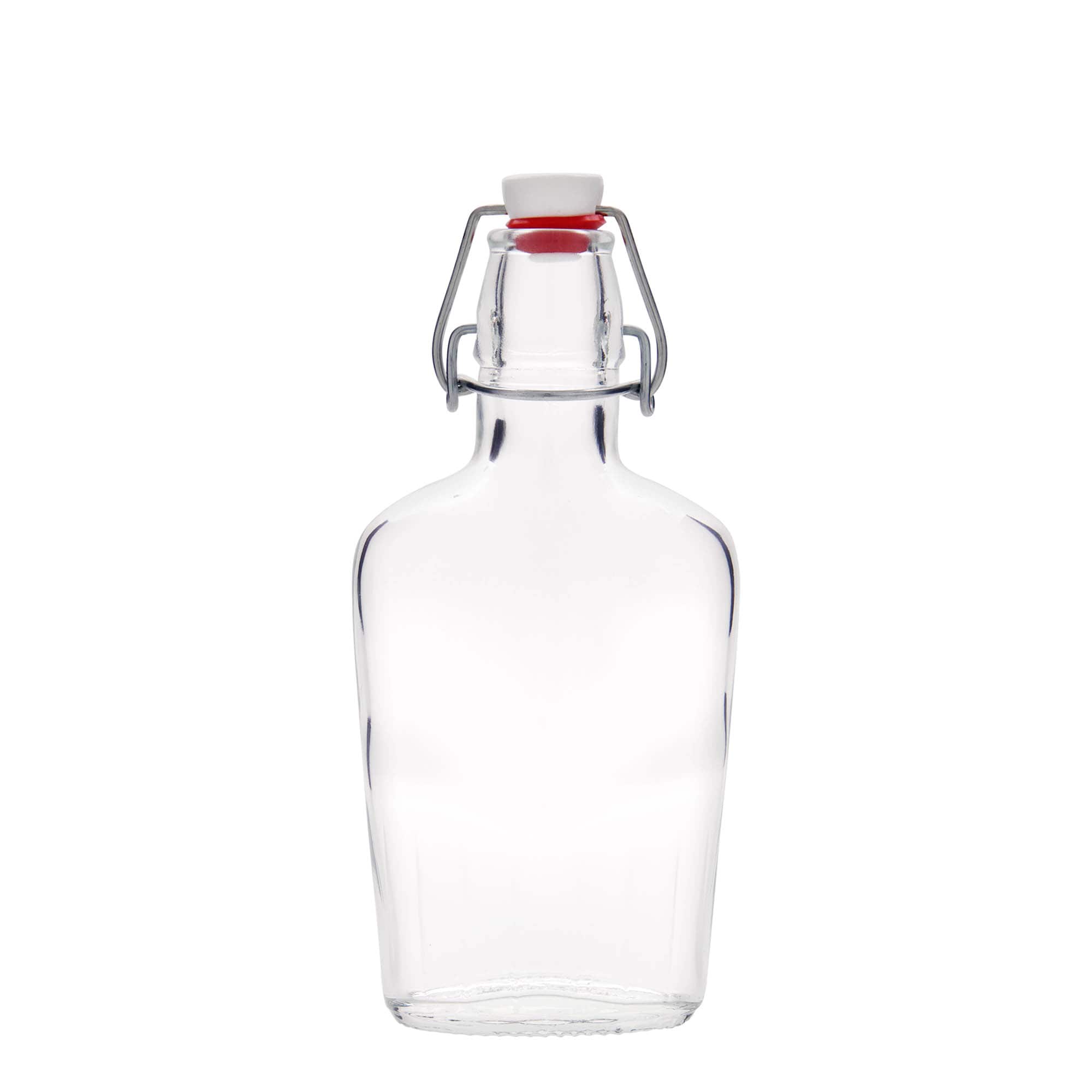 250 ml cam şişe 'Fiaschetta', oval, ağız: mandallı kapak
