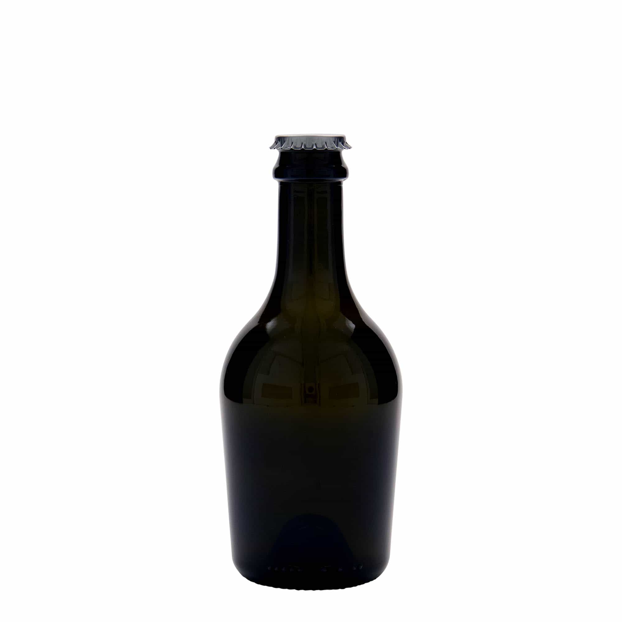330 ml Bira-/Şampanya Şişesi 'Butterfly', Cam, antik yeşil, Ağız: Kronkork