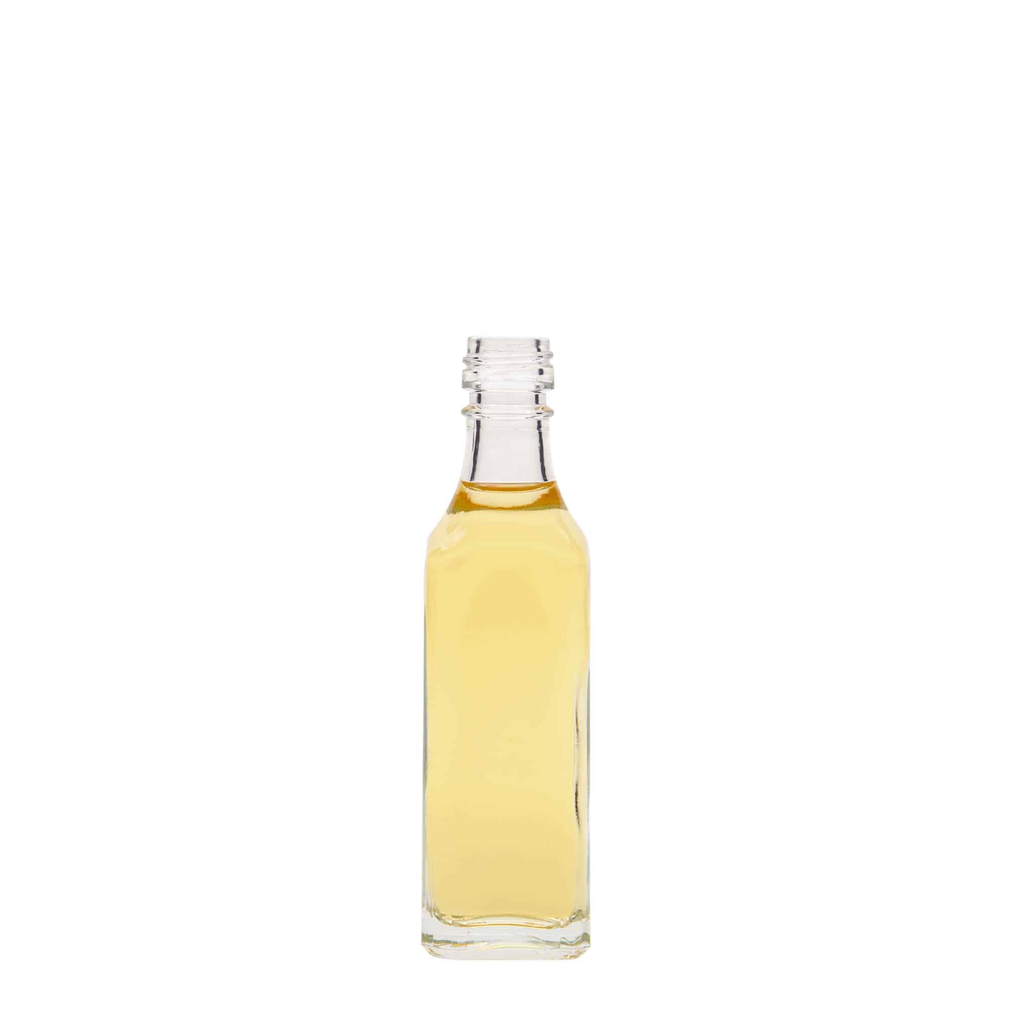 50 ml cam şişe 'Siena', kare, ağız: PP 18