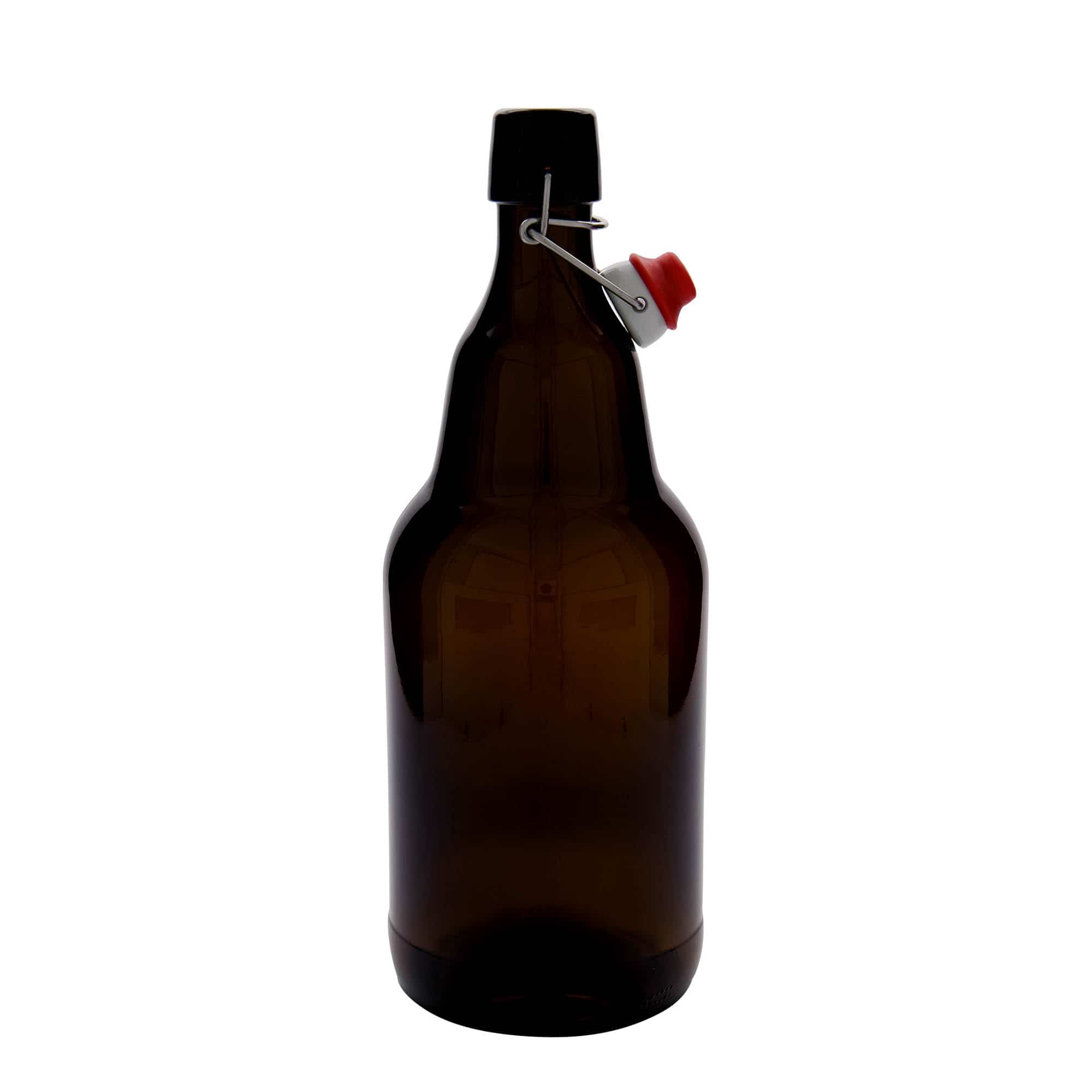 2.000 ml bira şişesi, cam, kahverengi, ağız: mandallı kapak