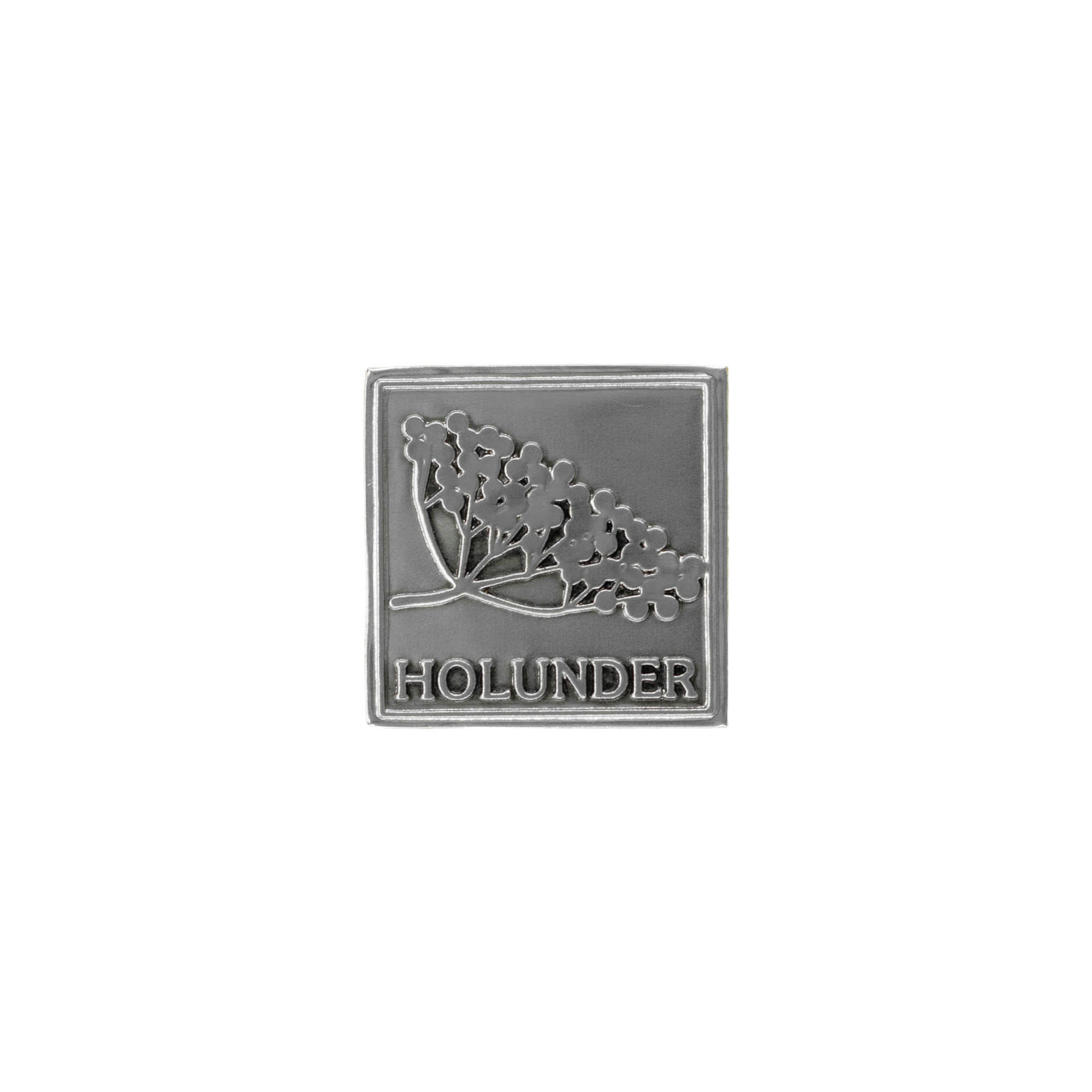 Kalay etiketi 'Holunder', kare, metal, gümüş