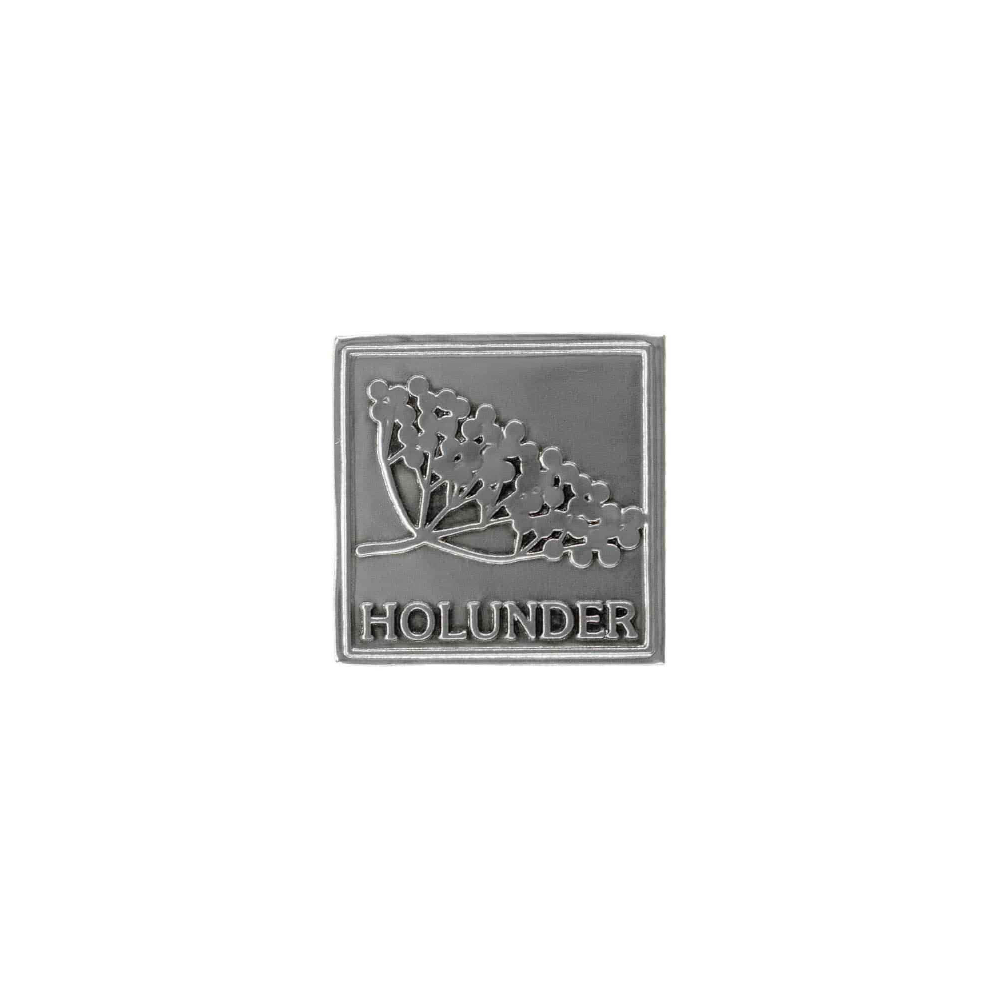 Kalay etiketi 'Holunder', kare, metal, gümüş