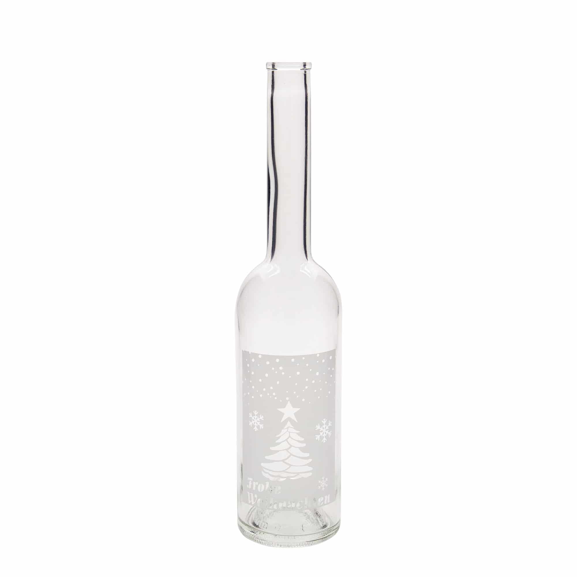 500 ml Cam şişe 'Opera', Motif: Beyaz Noel, Ağız: Mantar