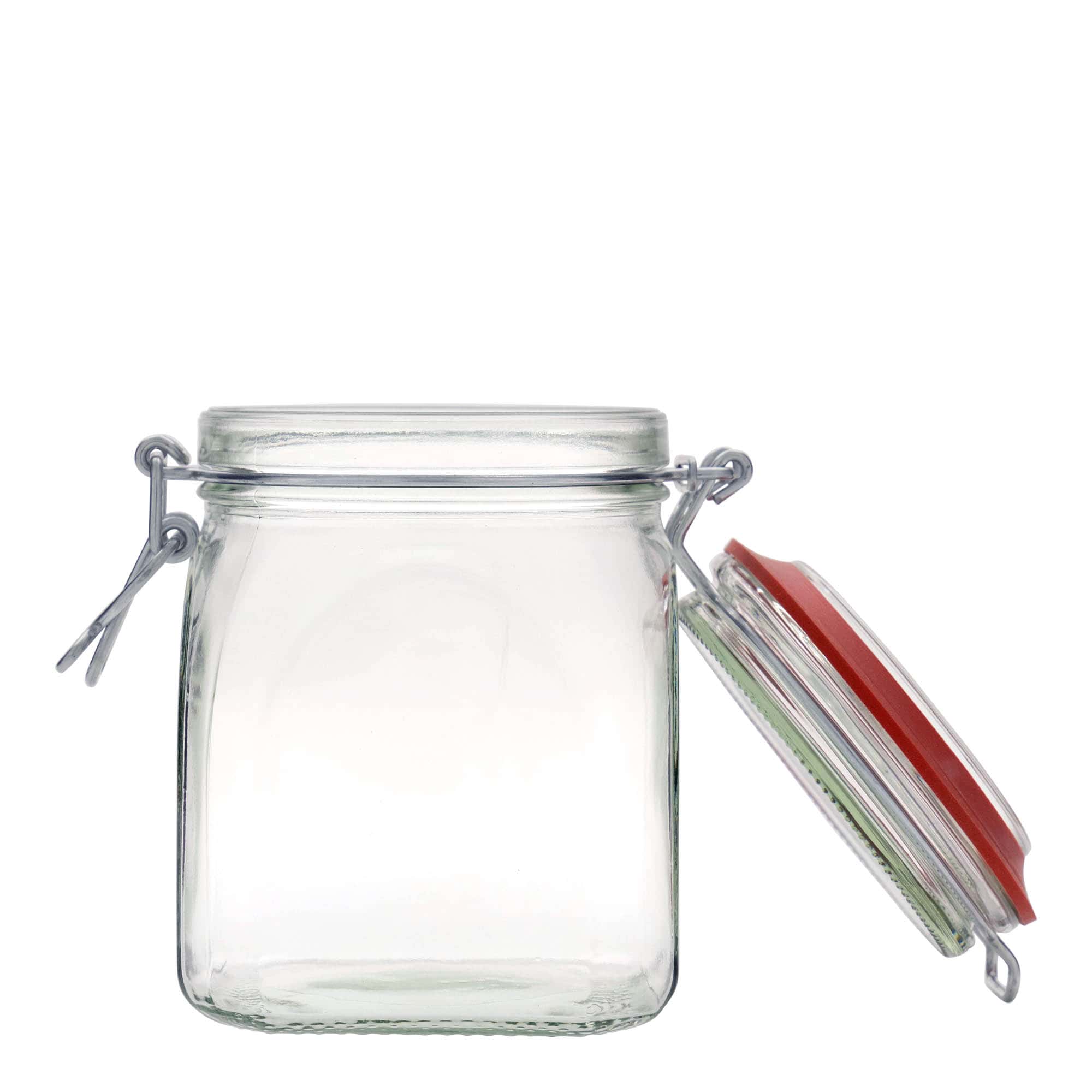900 ml Tel mandallı kavanoz, kare, ağız: tel mandallı kapak