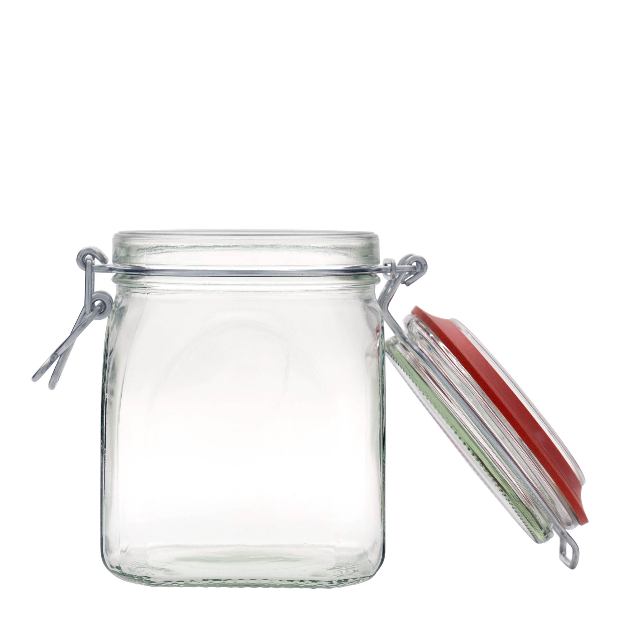 900 ml Tel mandallı kavanoz, kare, ağız: tel mandallı kapak