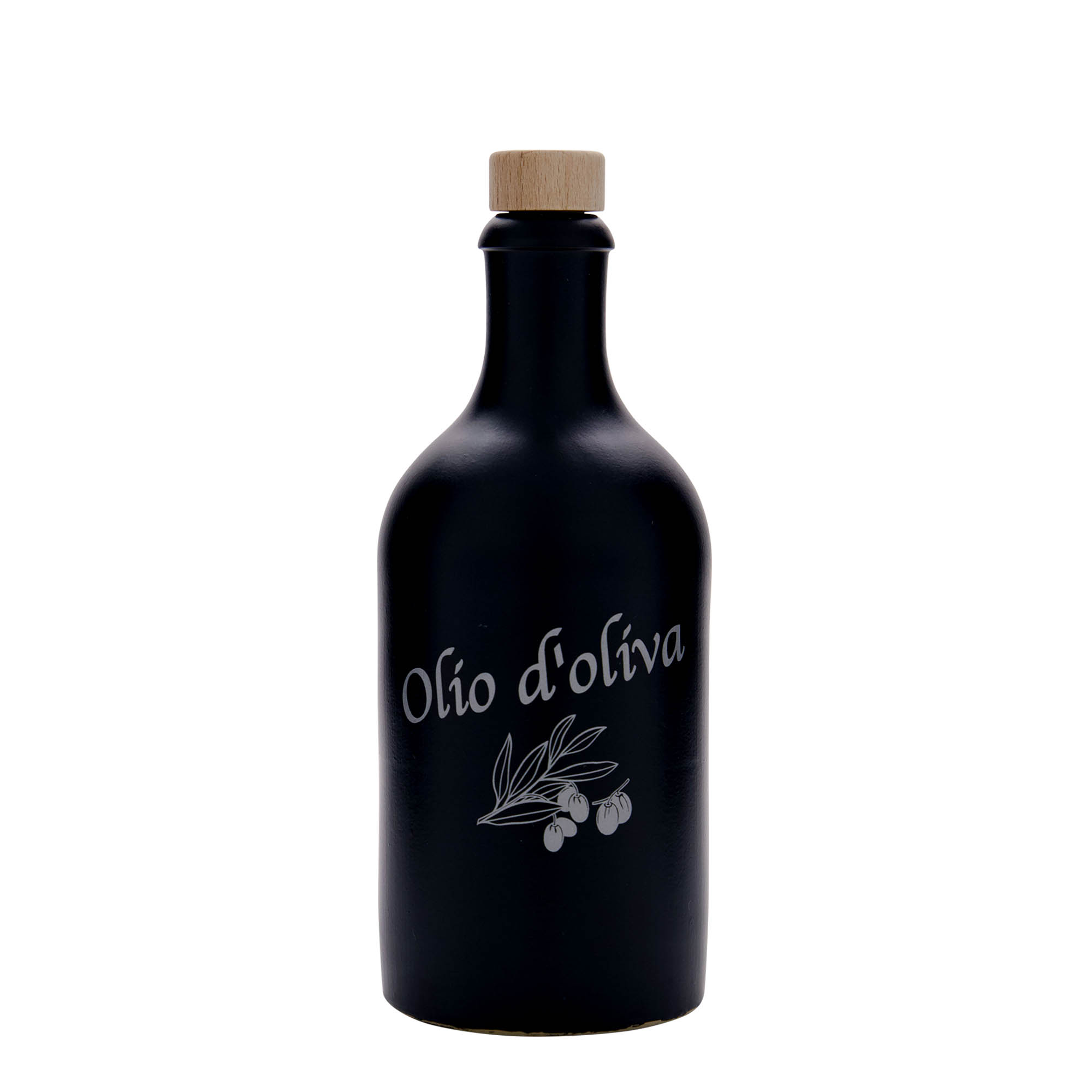 500 ml Toprak Sürahi, Motif: Zeytinyağı, Taş Seramik, siyah, Ağız: Mantar 500 ml Toprak Sürahi, Motif: Zeytinyağı, Taş Seramik, siyah, Ağız: Mantar