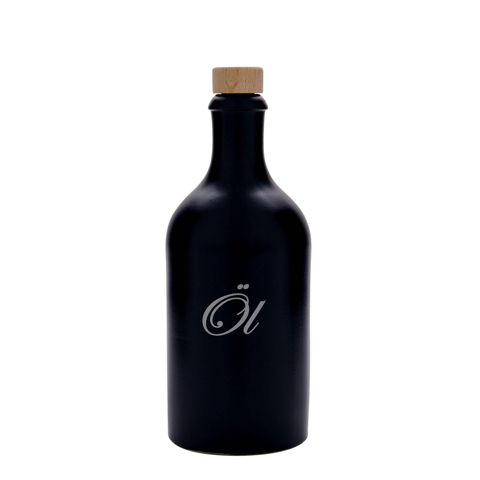 500 ml Toprak Sürahi, Motif: Yağ, Porselen, siyah, Ağız: Mantar