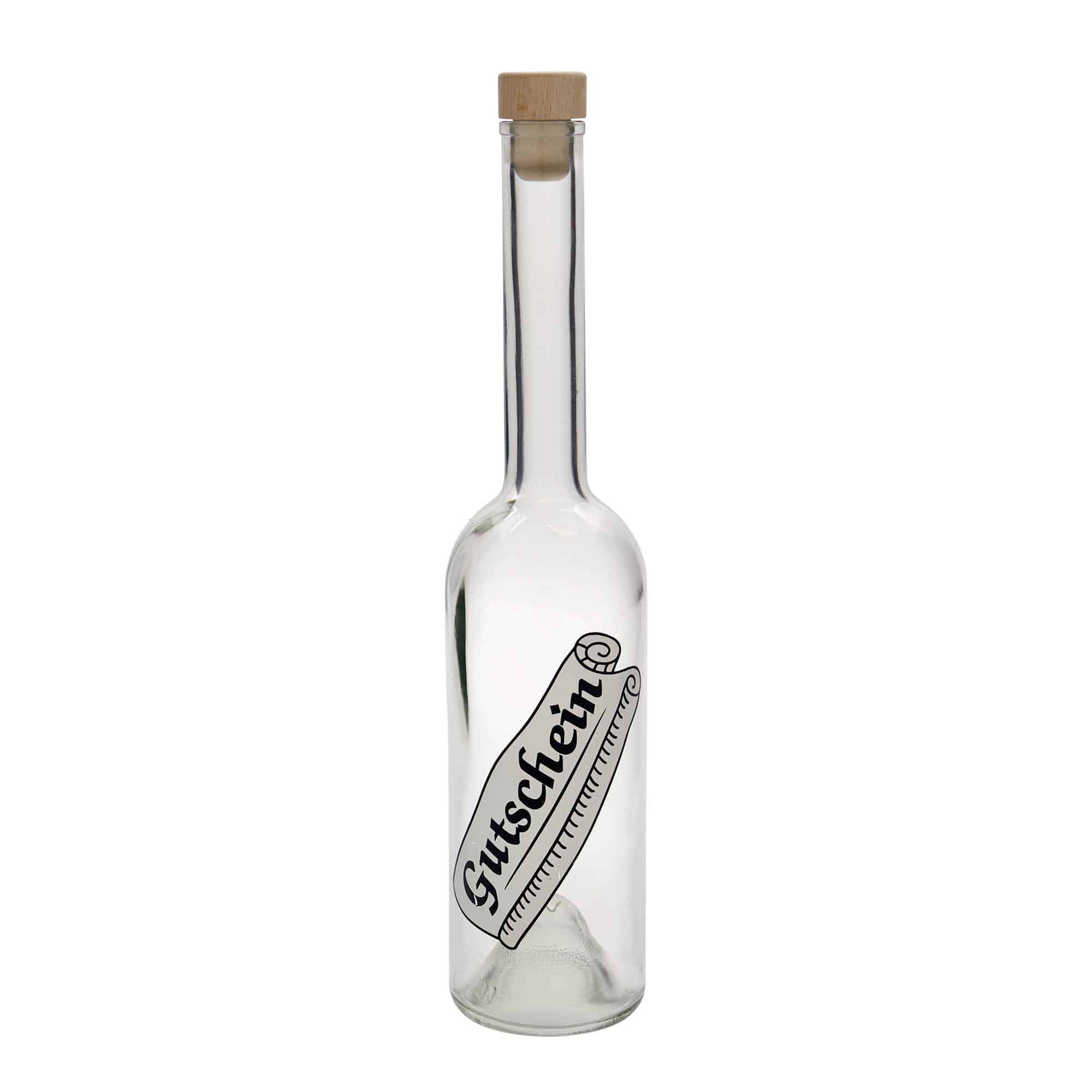 500 ml Cam şişe 'Opera', Motif: Hediye çeki, Ağız: Mantarlı