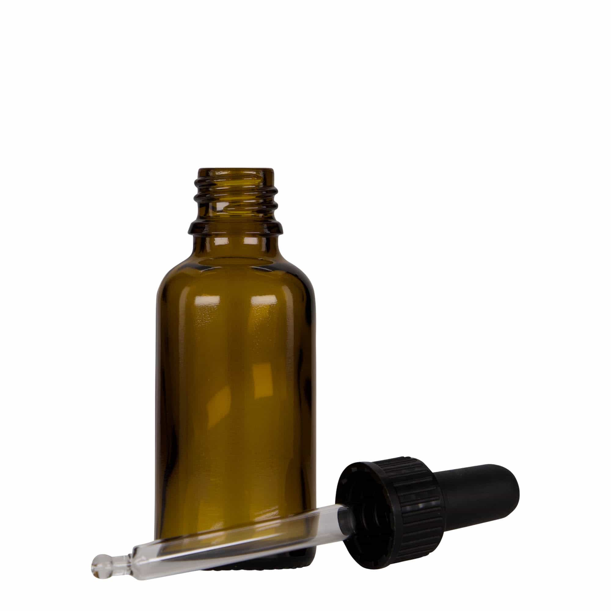 30 ml Pipet Şişesi Tıbbi, Cam, kahverengi-siyah, Ağız: DIN 18