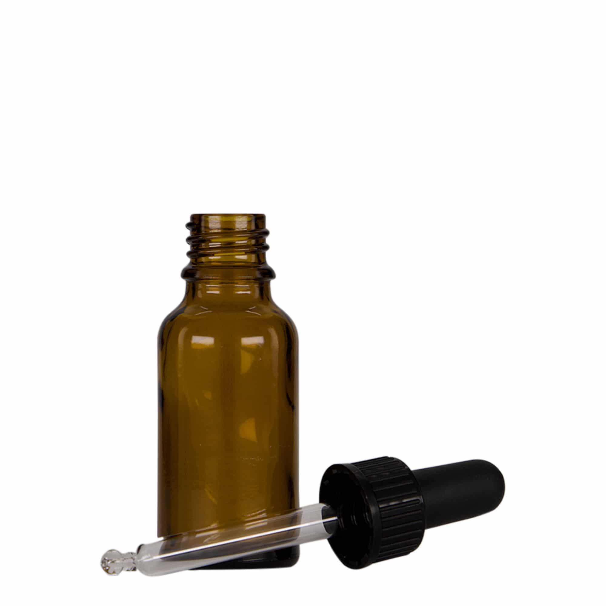20 ml Pipetli Şişe Tıbbi, Cam, kahverengi-siyah, Ağız: DIN 18