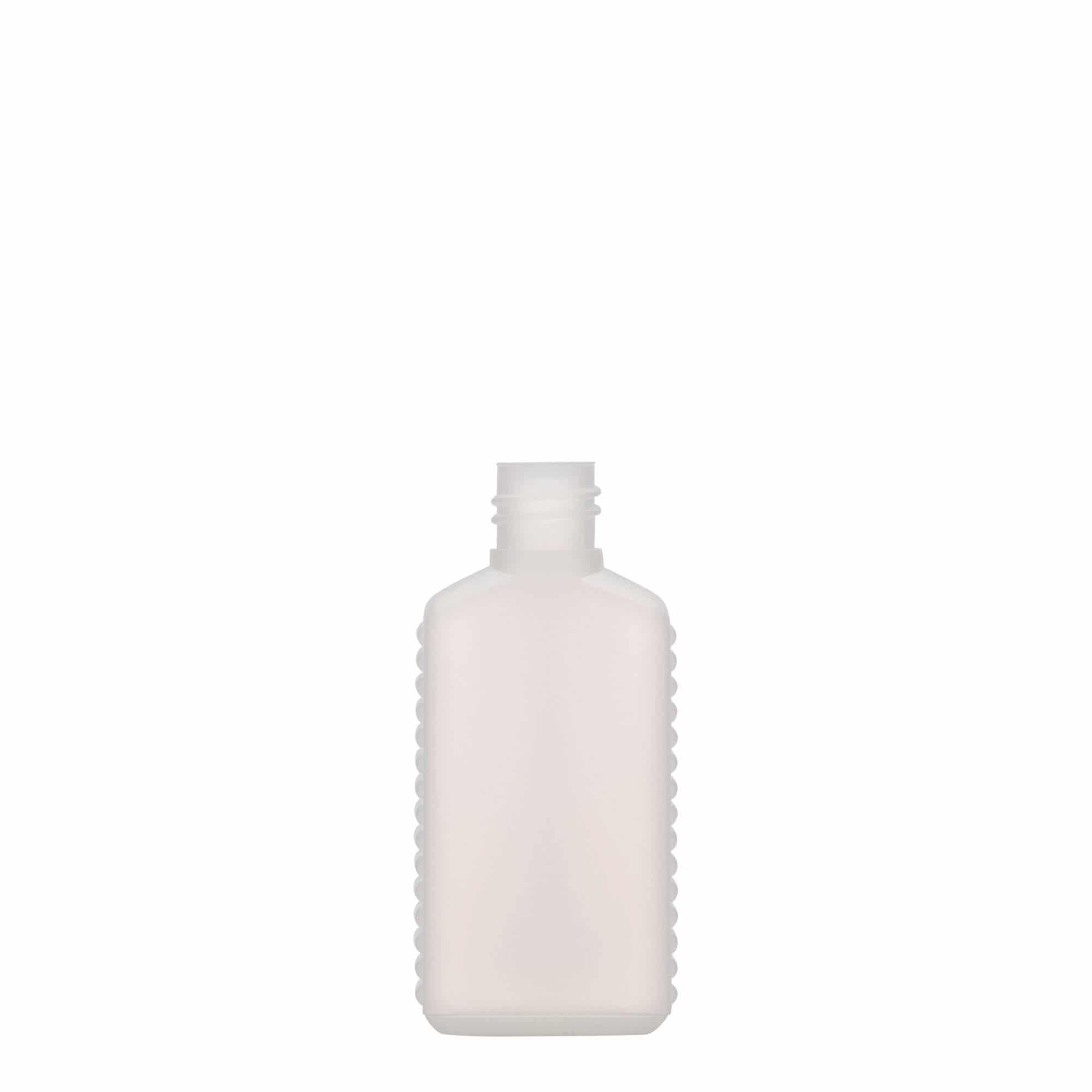 50 ml Dar ağızlı kanister şişe, dikdörtgen, HDPE plastik, doğal, ağız çapı: DIN 18 50 ml Dar ağızlı kanister şişe, dikdörtgen, HDPE plastik, doğal, ağız çapı: DIN 18