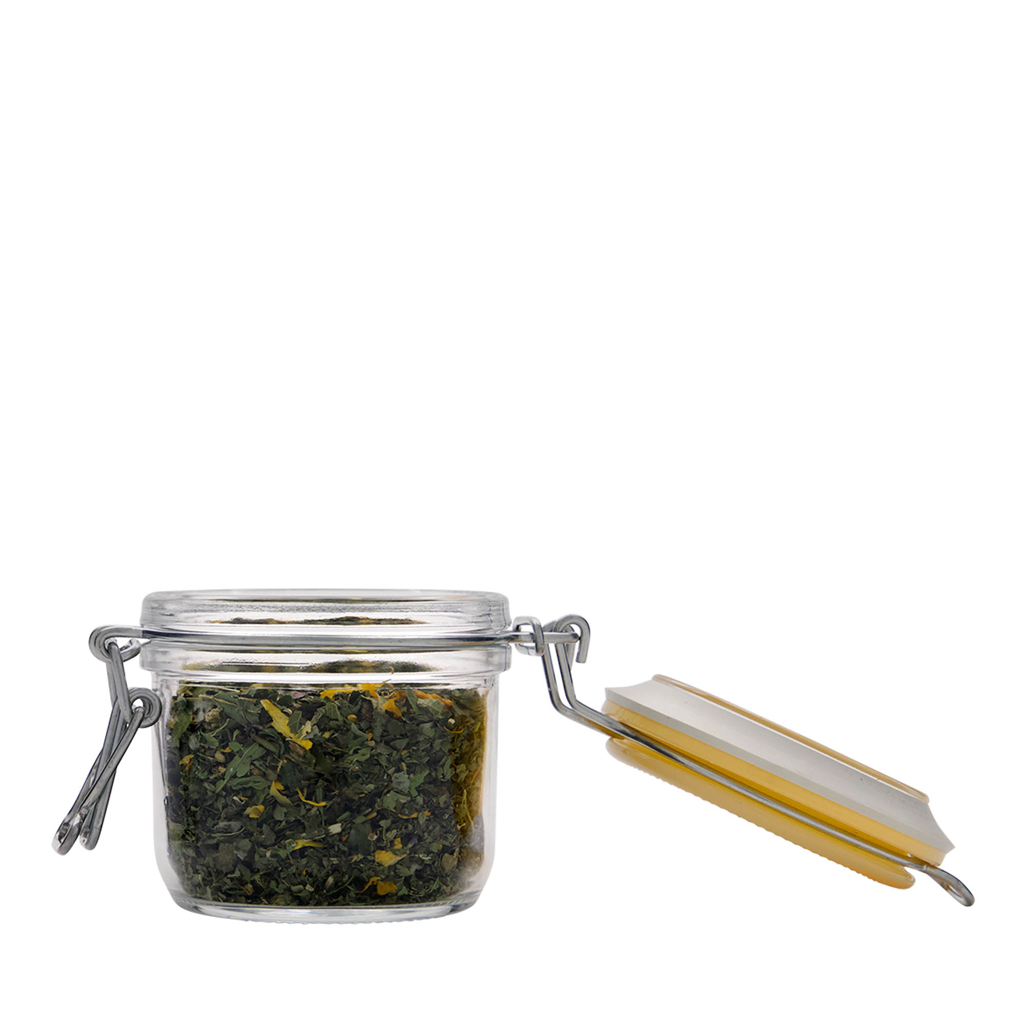 200 ml tel mandallı cam kavanoz 'Fido', sarı, ağzı: tel mandallı kapak