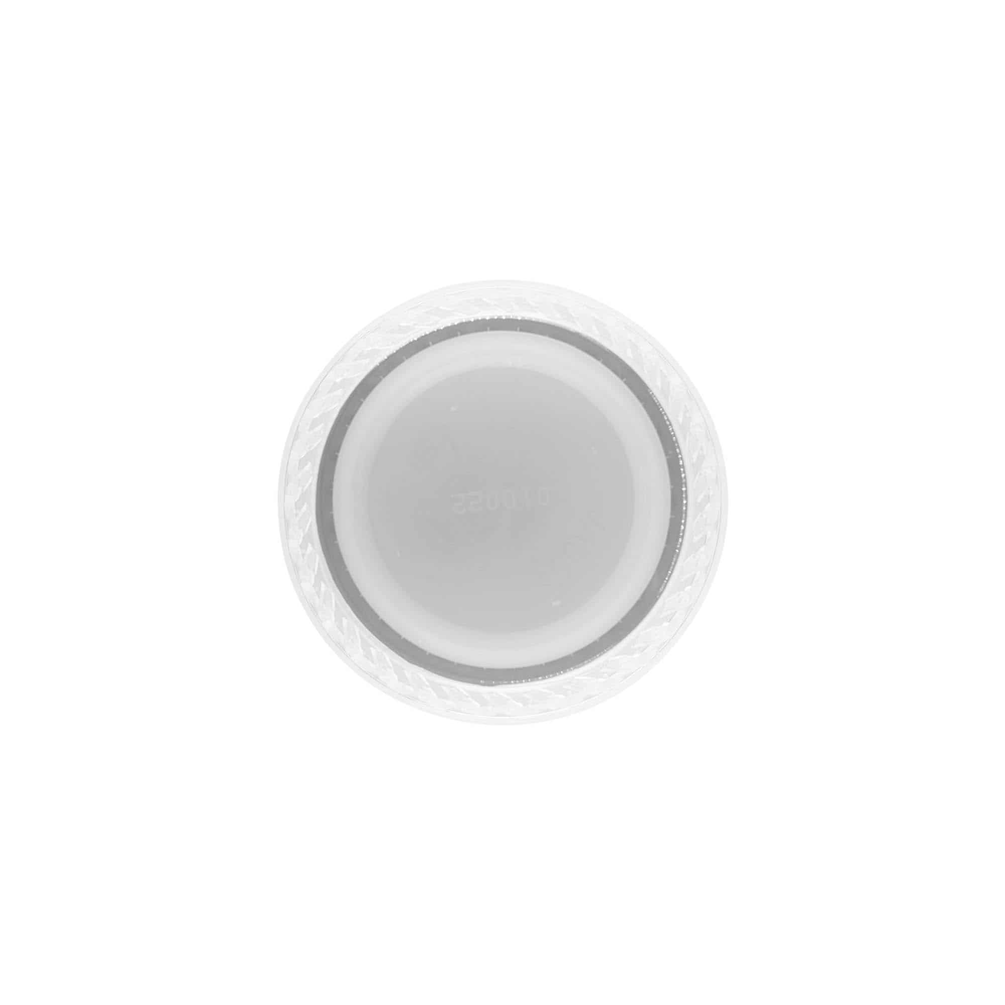 Vidalı kapak çift dişli, PE plastik, beyaz, ağız çapı için: PET 38 mm