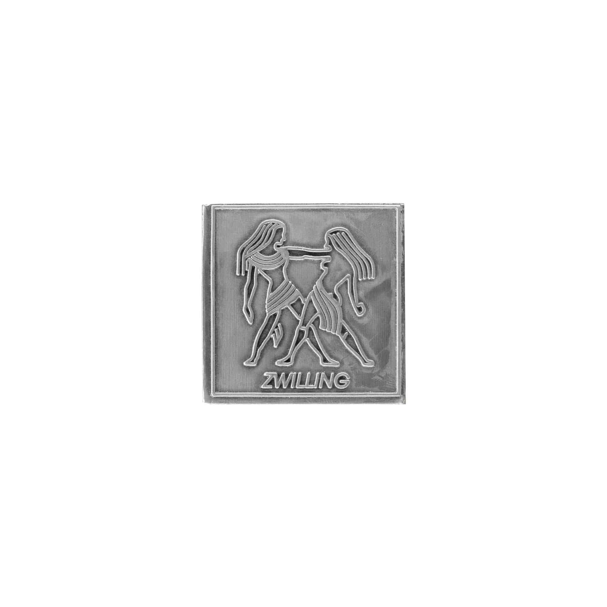 Kalem etiketi 'Zwilling', kare, metal, gümüş Kalem etiketi 'Zwilling', kare, metal, gümüş