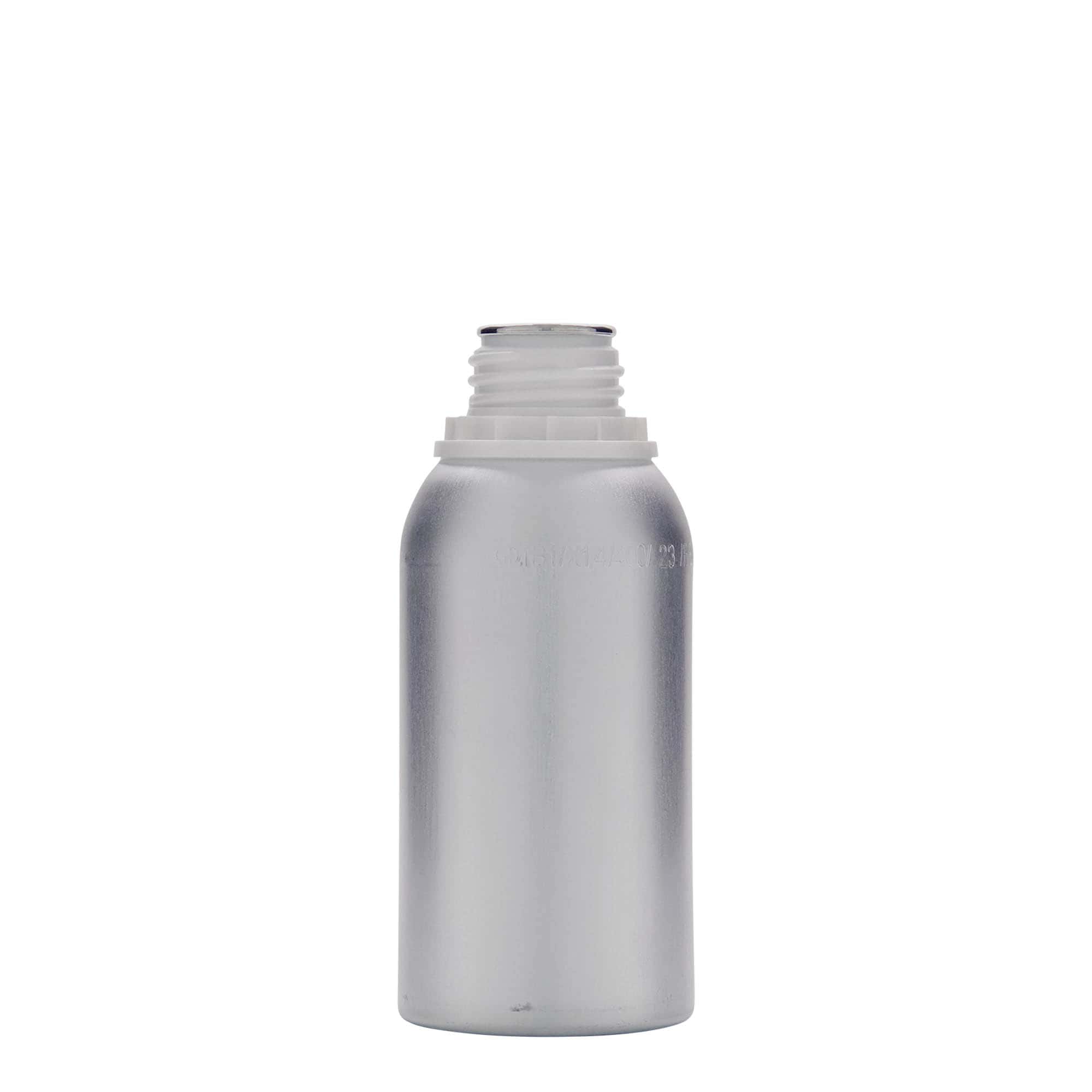 275 ml Alüminyum şişe, metal, gümüş, ağız: DIN 32