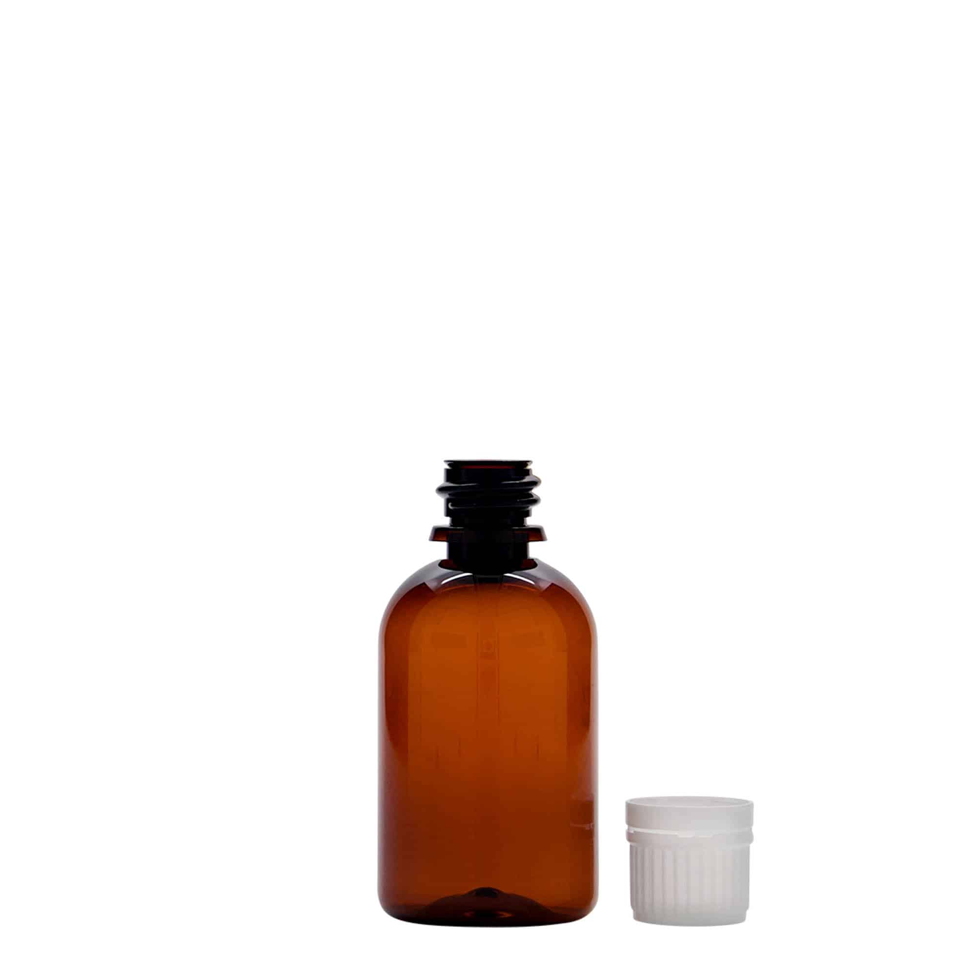 50 ml PET tıbbi şişe 'Easy Living', kahverengi, plastik, ağız: DIN 18