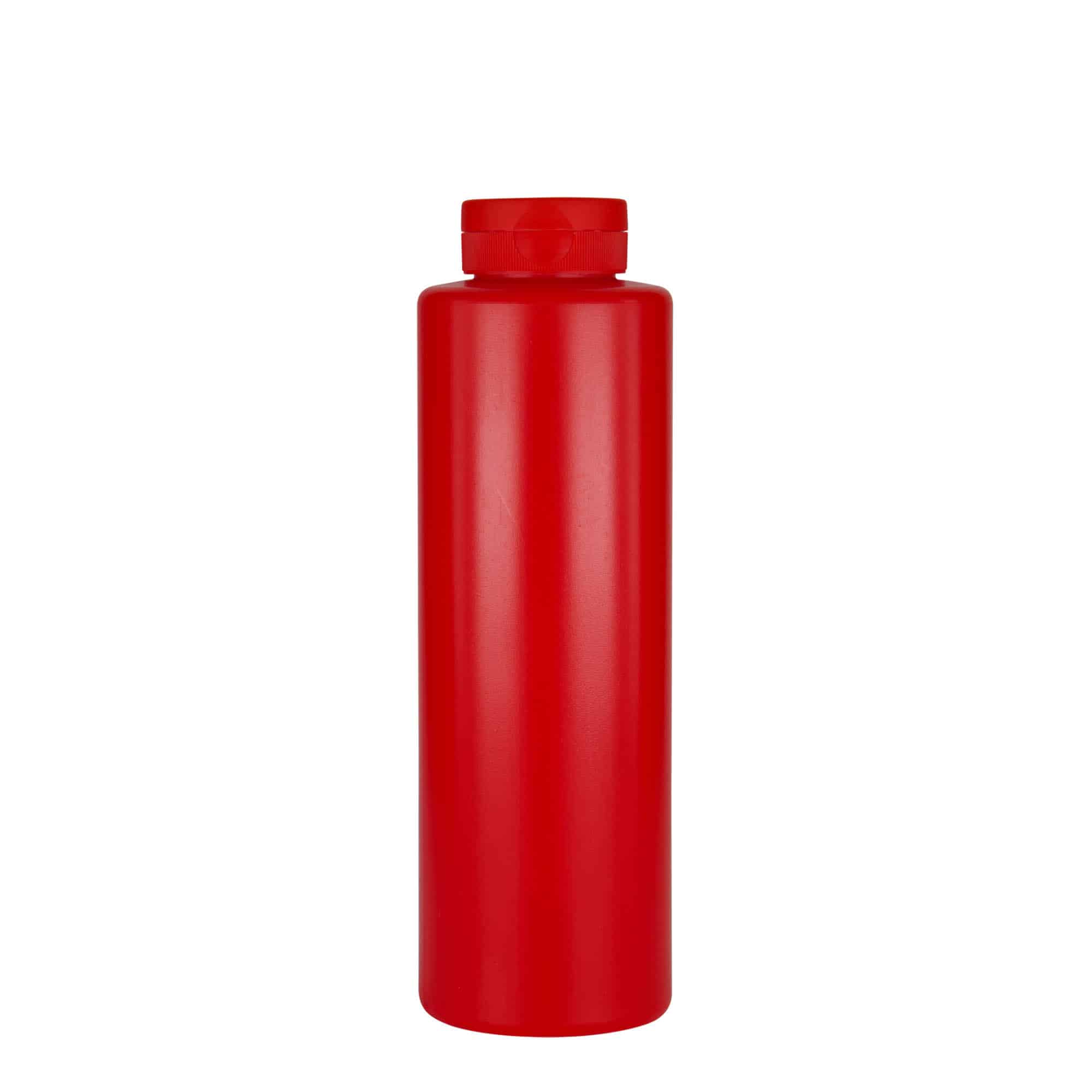 500 ml Sos şişesi, LDPE plastik, kırmızı, ağız: 38/400