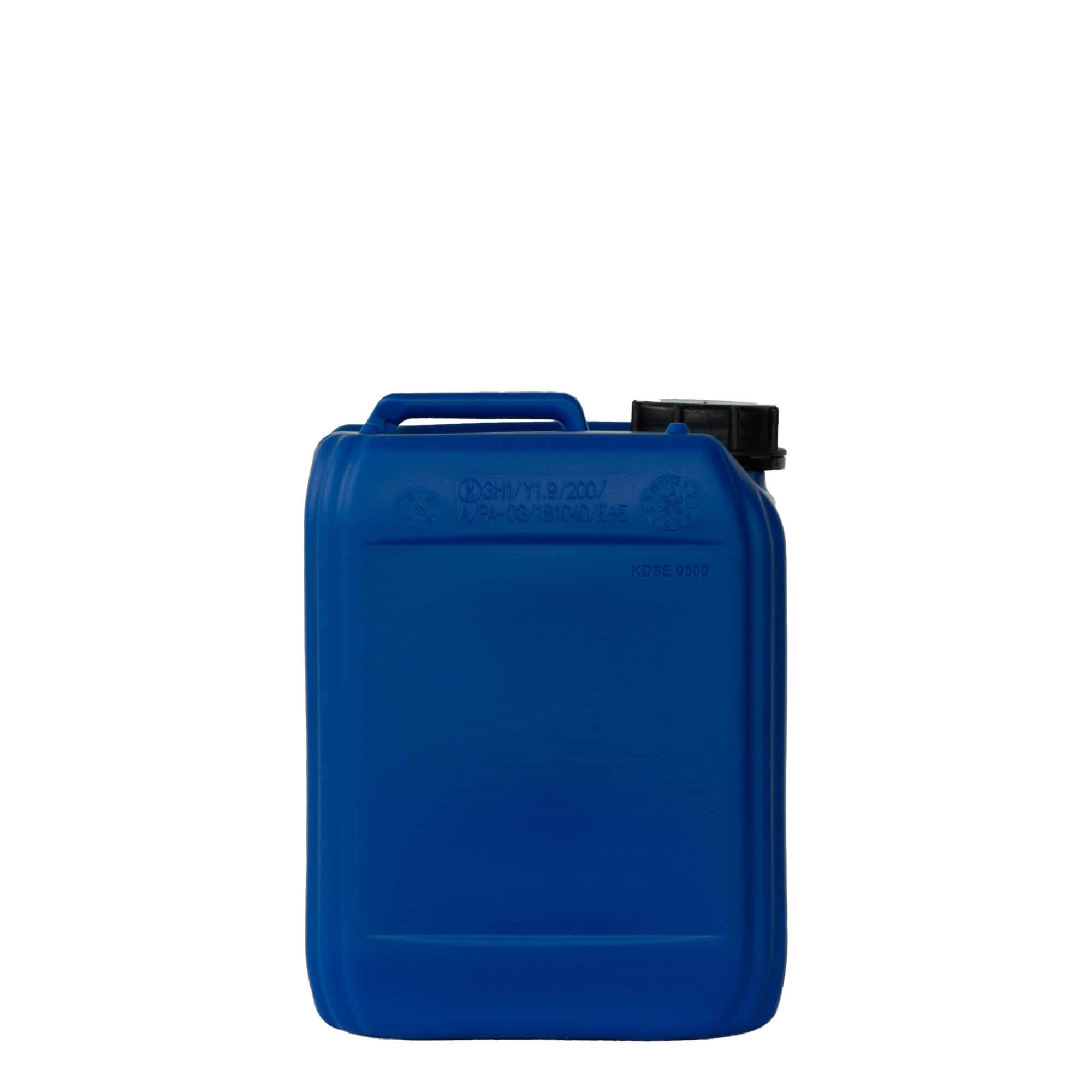 5 l Kanister, dikdörtgen, HDPE plastik, mavi, ağız: ND 55
