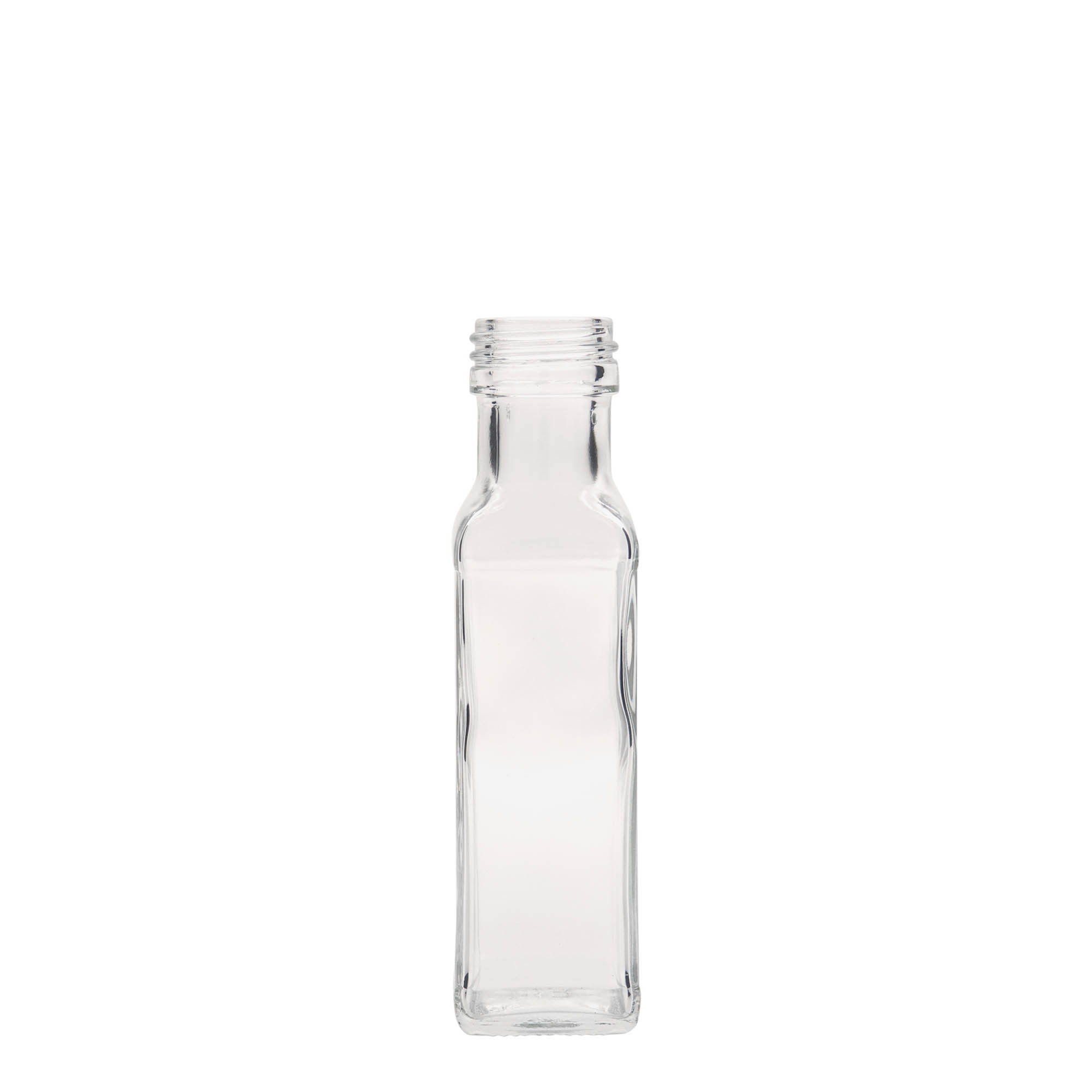 100 ml Cam şişe 'Marasca', kare, ağız: PP 31,5