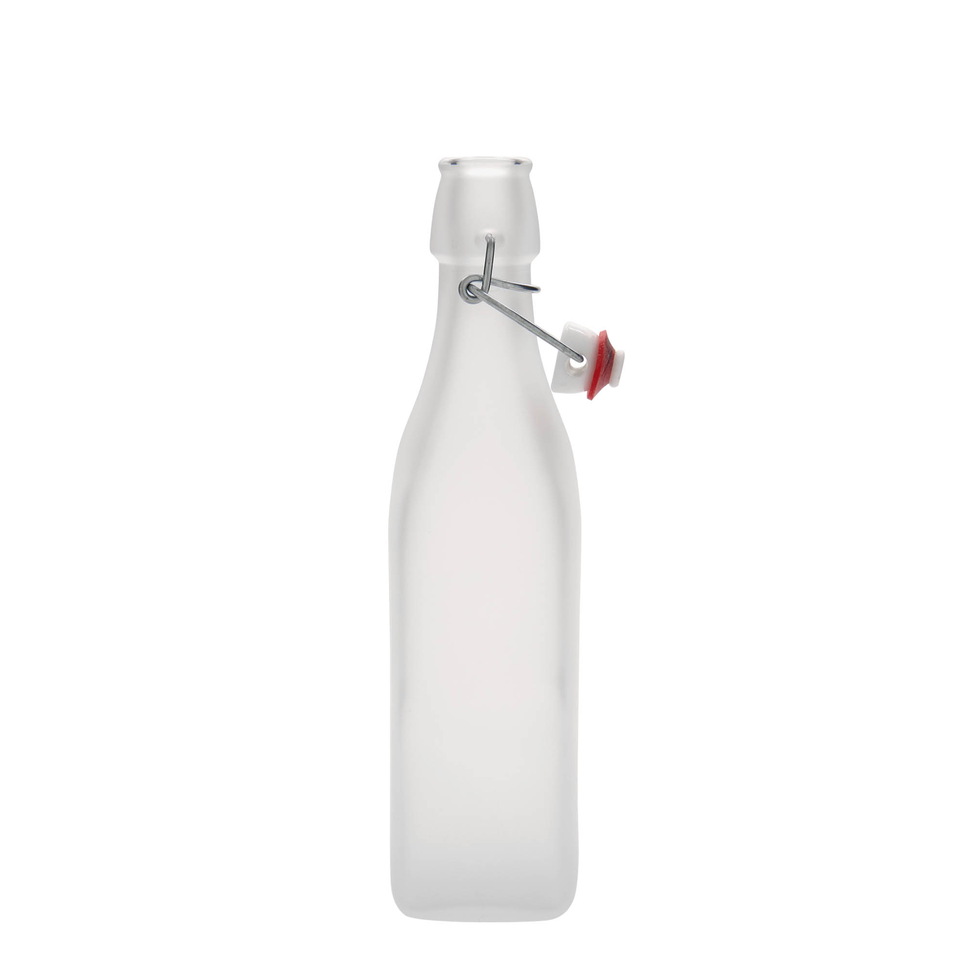 500 ml Cam Şişe 'Swing, kare, beyaz, Ağız: Mandallı kapak