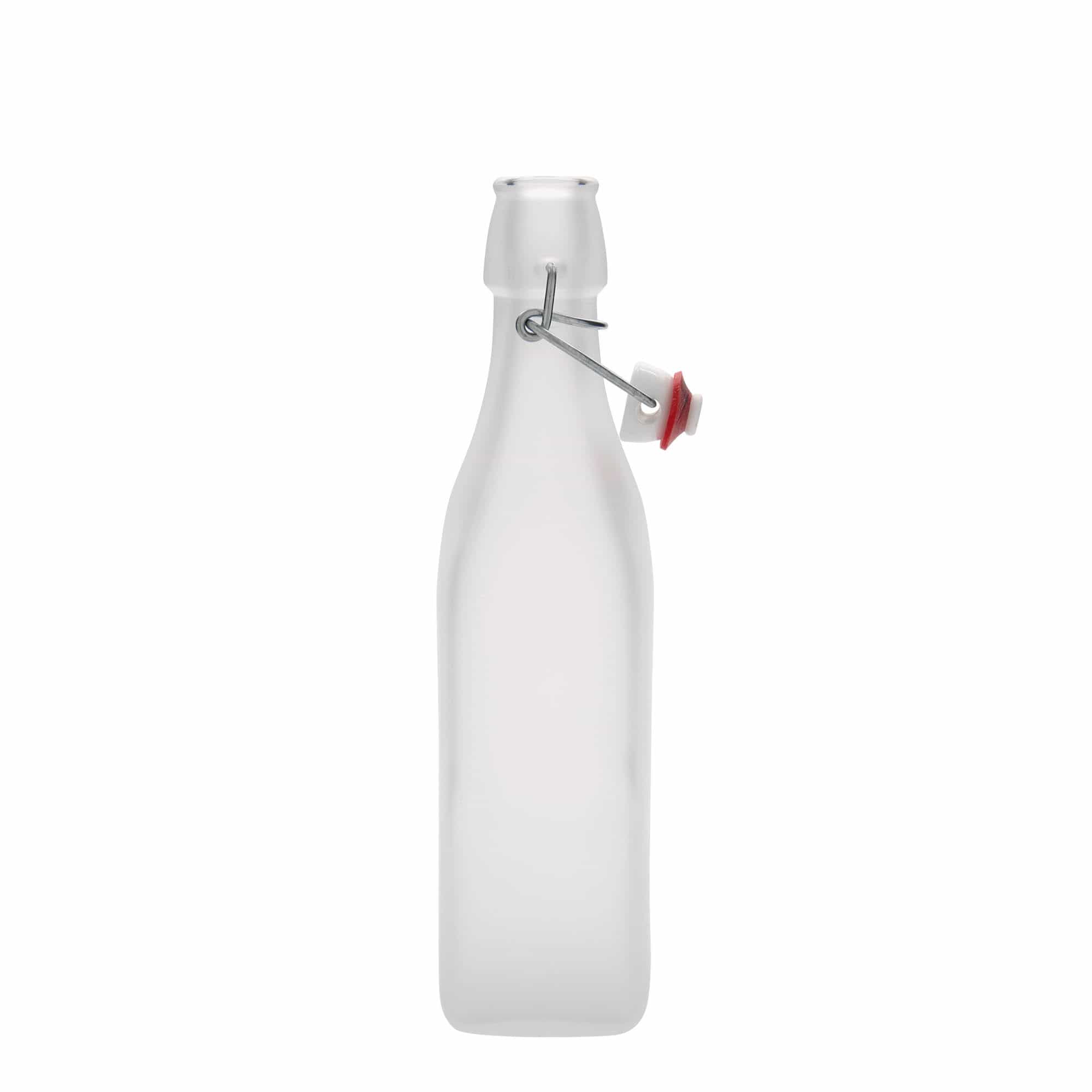 500 ml Cam Şişe 'Swing, kare, beyaz, Ağız: Mandallı kapak