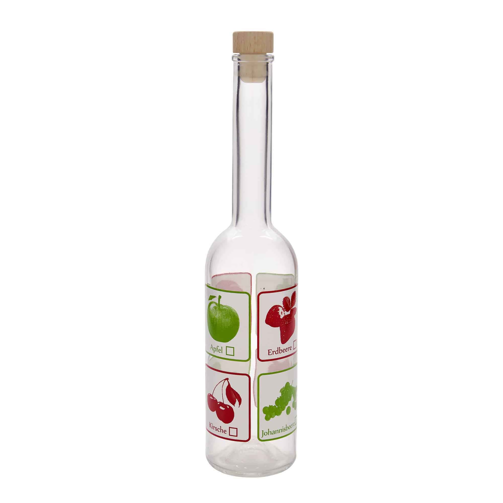 500 ml Cam Şişe 'Opera', Motif: Meyveler, Ağız: Mantar
