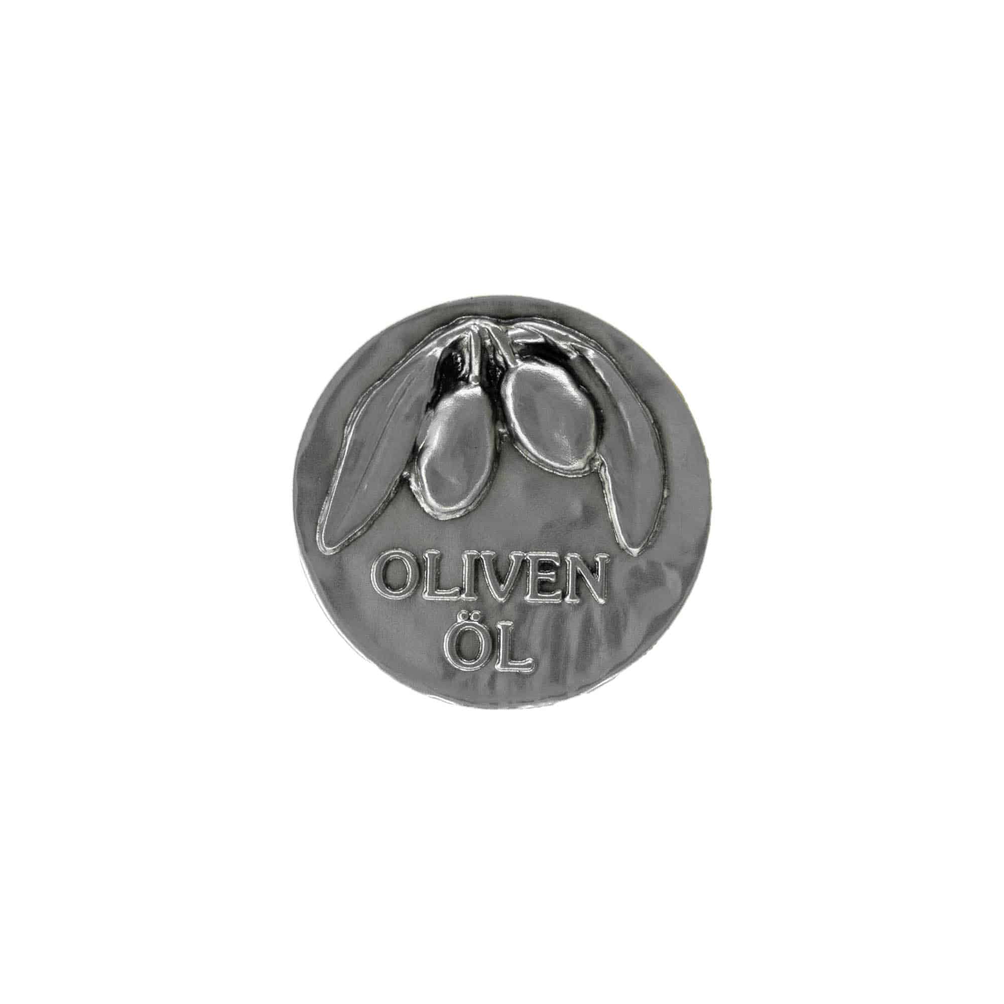 Kalay etiketi 'Zeytinyağı', metal, gümüş renk Kalay etiketi 'Zeytinyağı', metal, gümüş renk